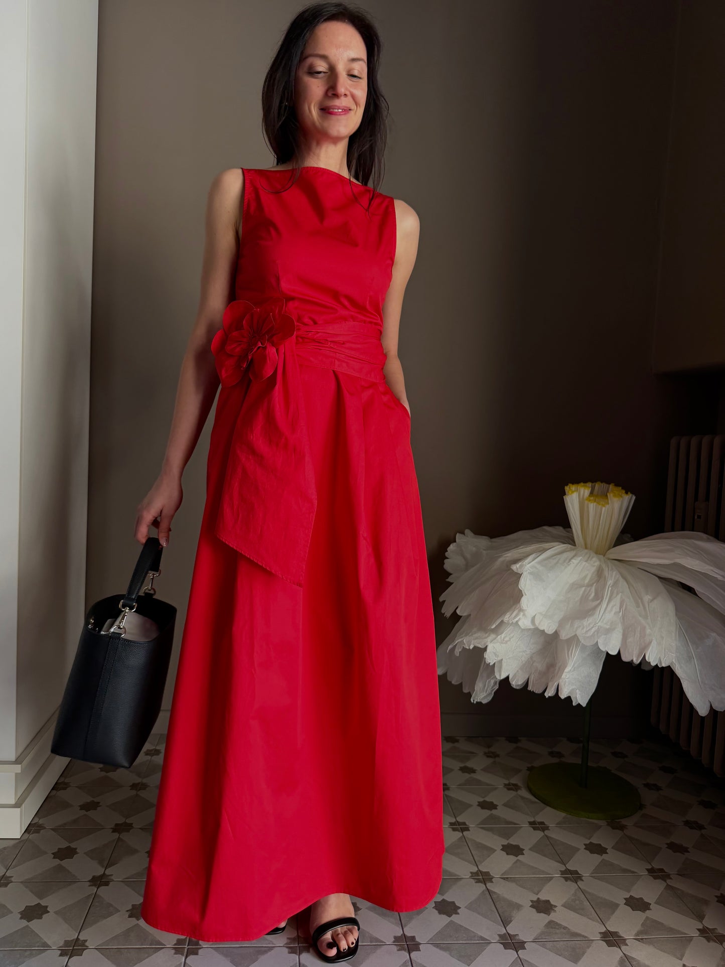 Abito Lungo Nenette in Cotone Rosso