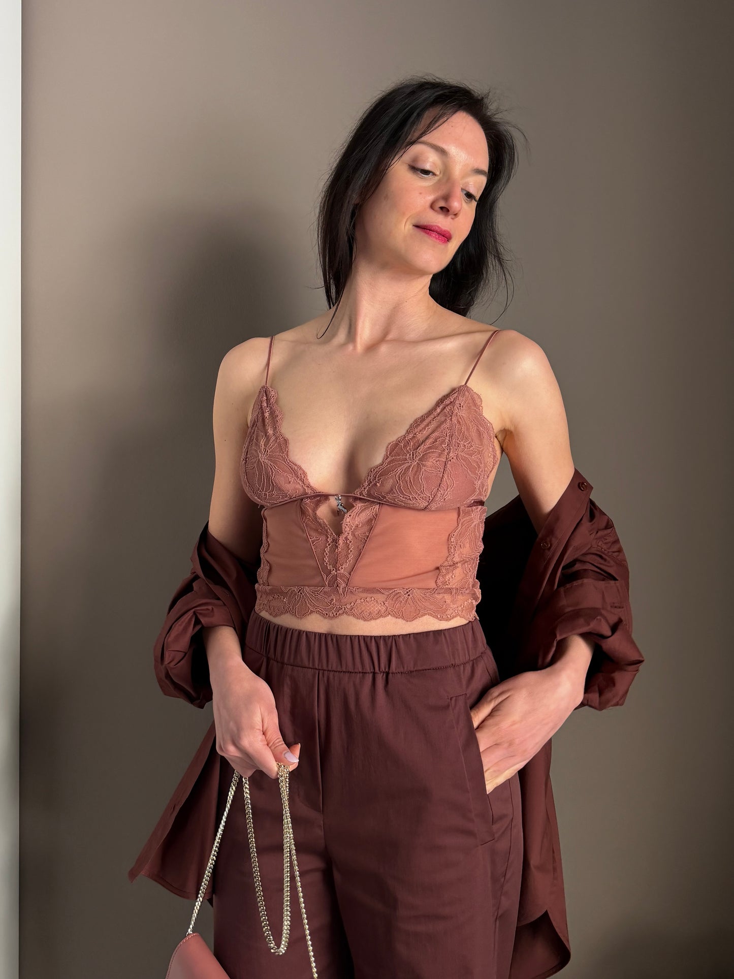 Top in pizzo Light Terracotta