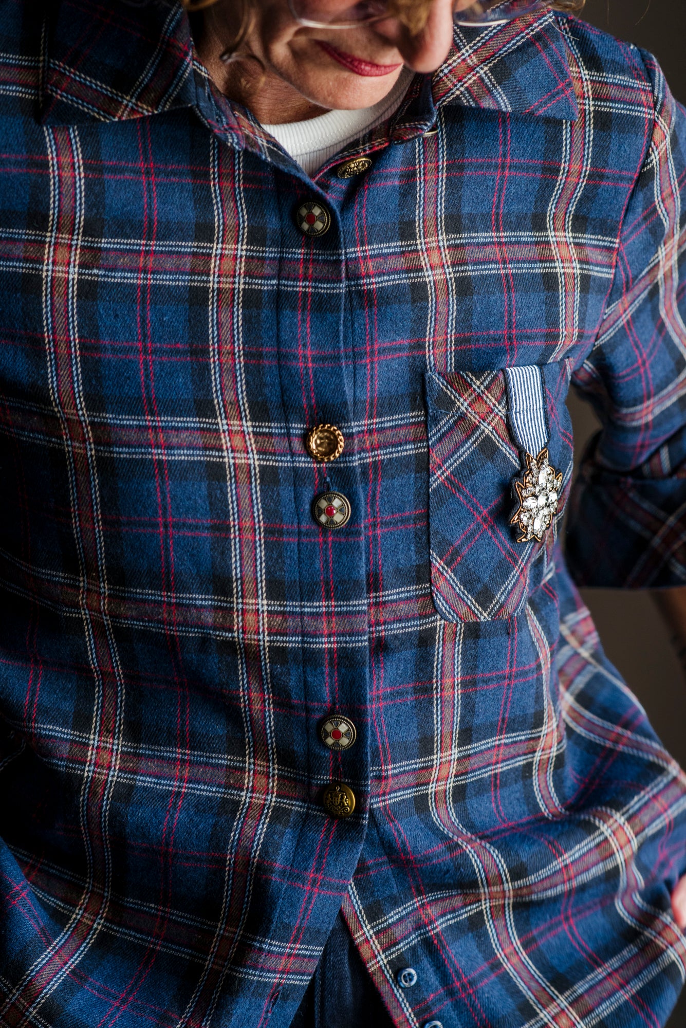 Camicia in flanella tartan blu