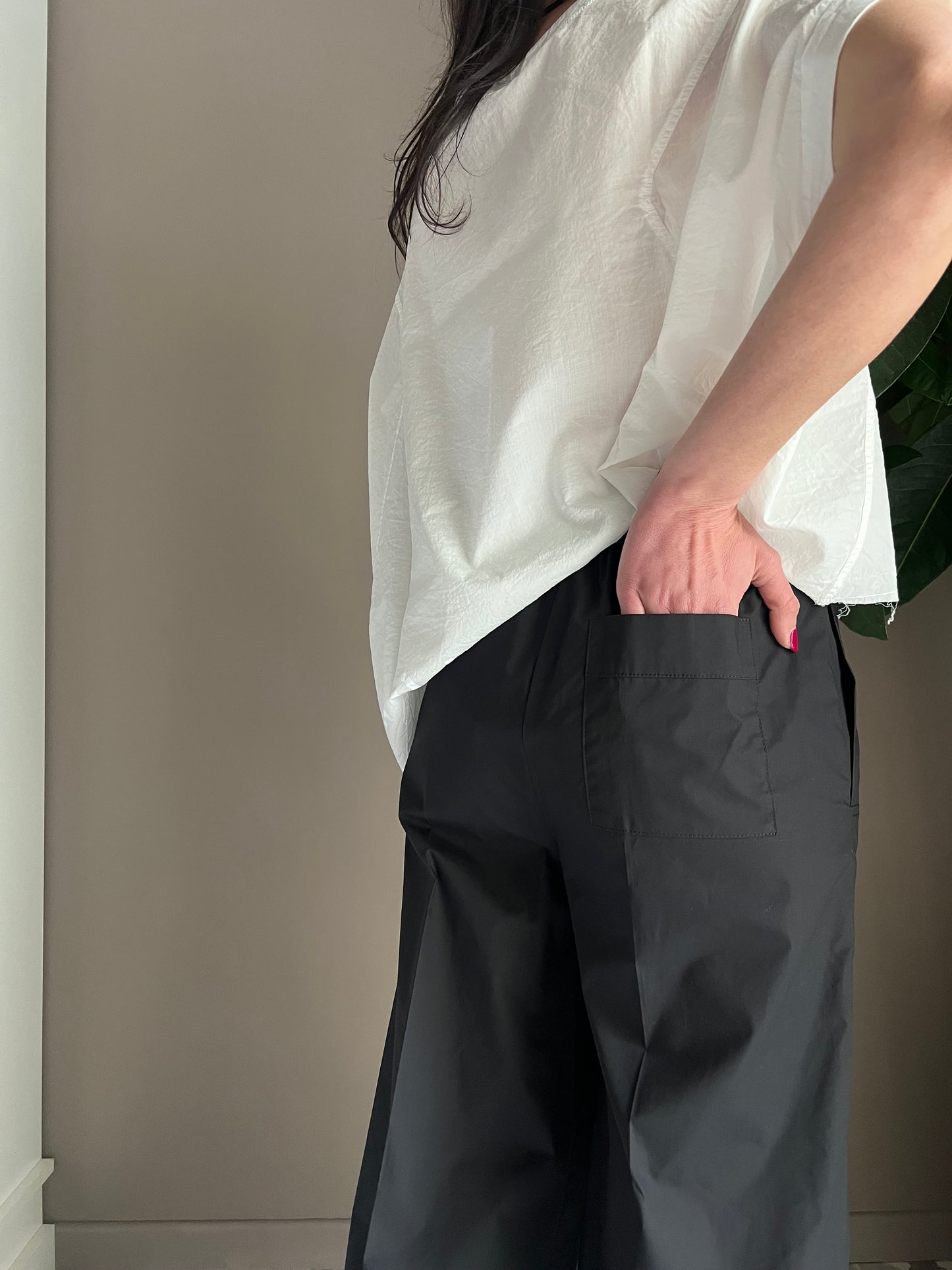 Pantalone in cotone nero Solo Tre