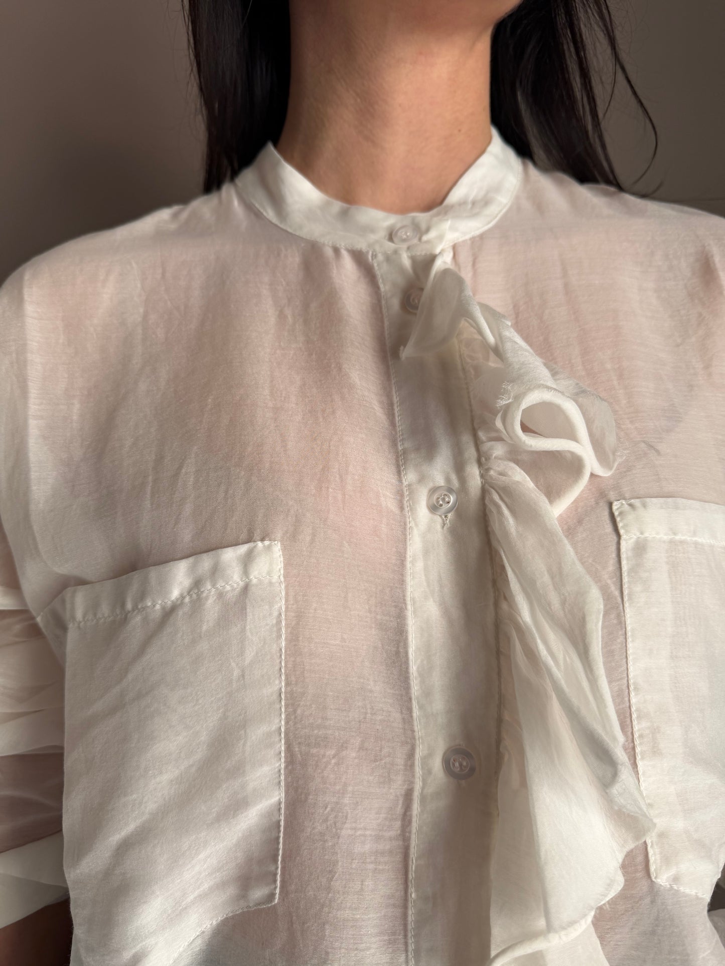 Camicia in Cotone e Seta avorio