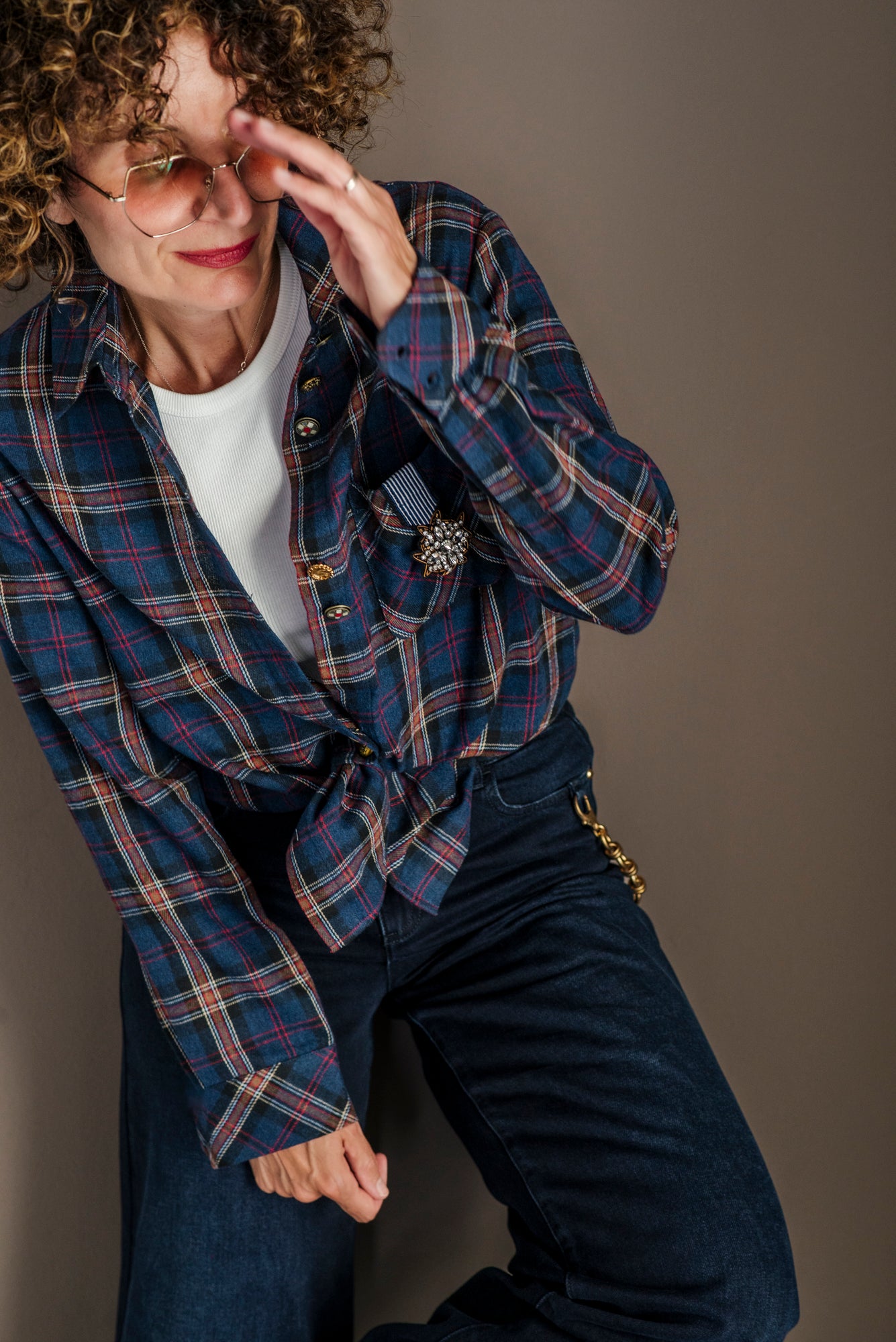 Camicia in flanella tartan blu