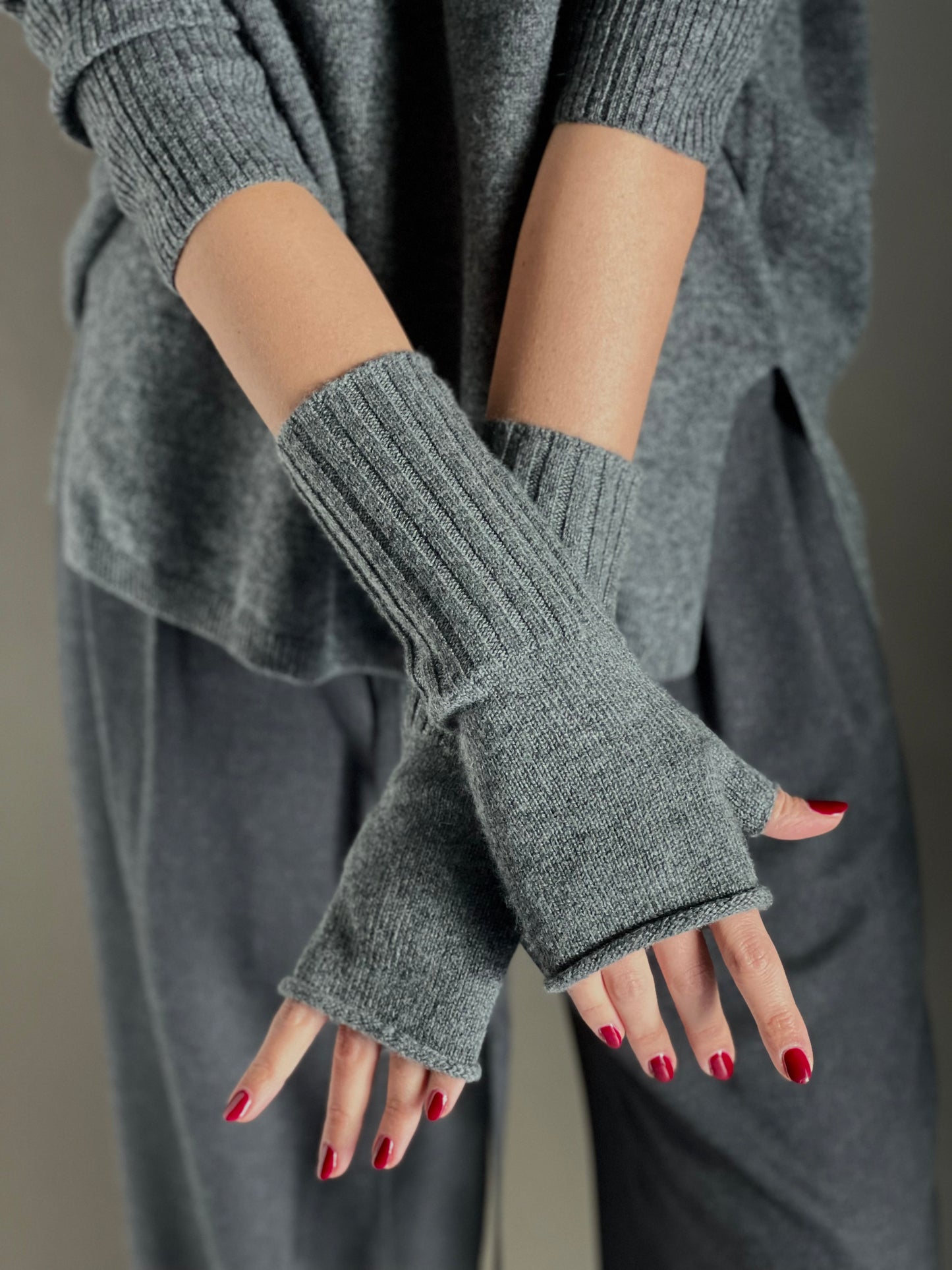 Guanto senza dita in cashmere