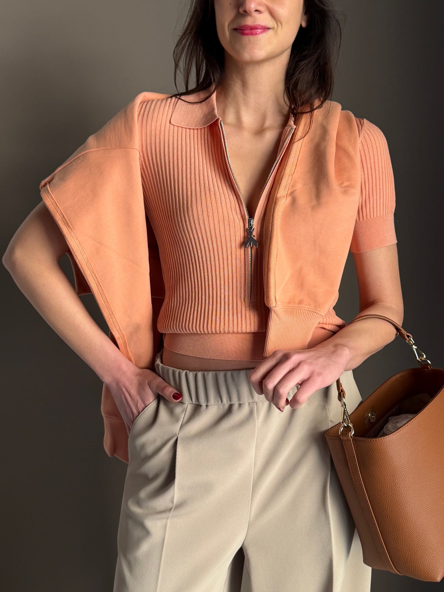 Polo in maglia a costine