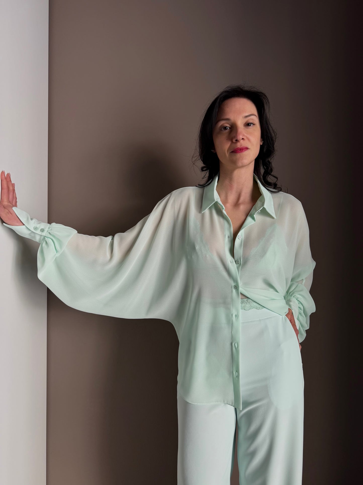 Camicia Patrizia Pepe Light Aqua