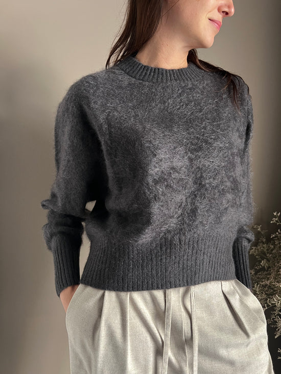 Maglia girocollo in Yak e Cashemire antracite