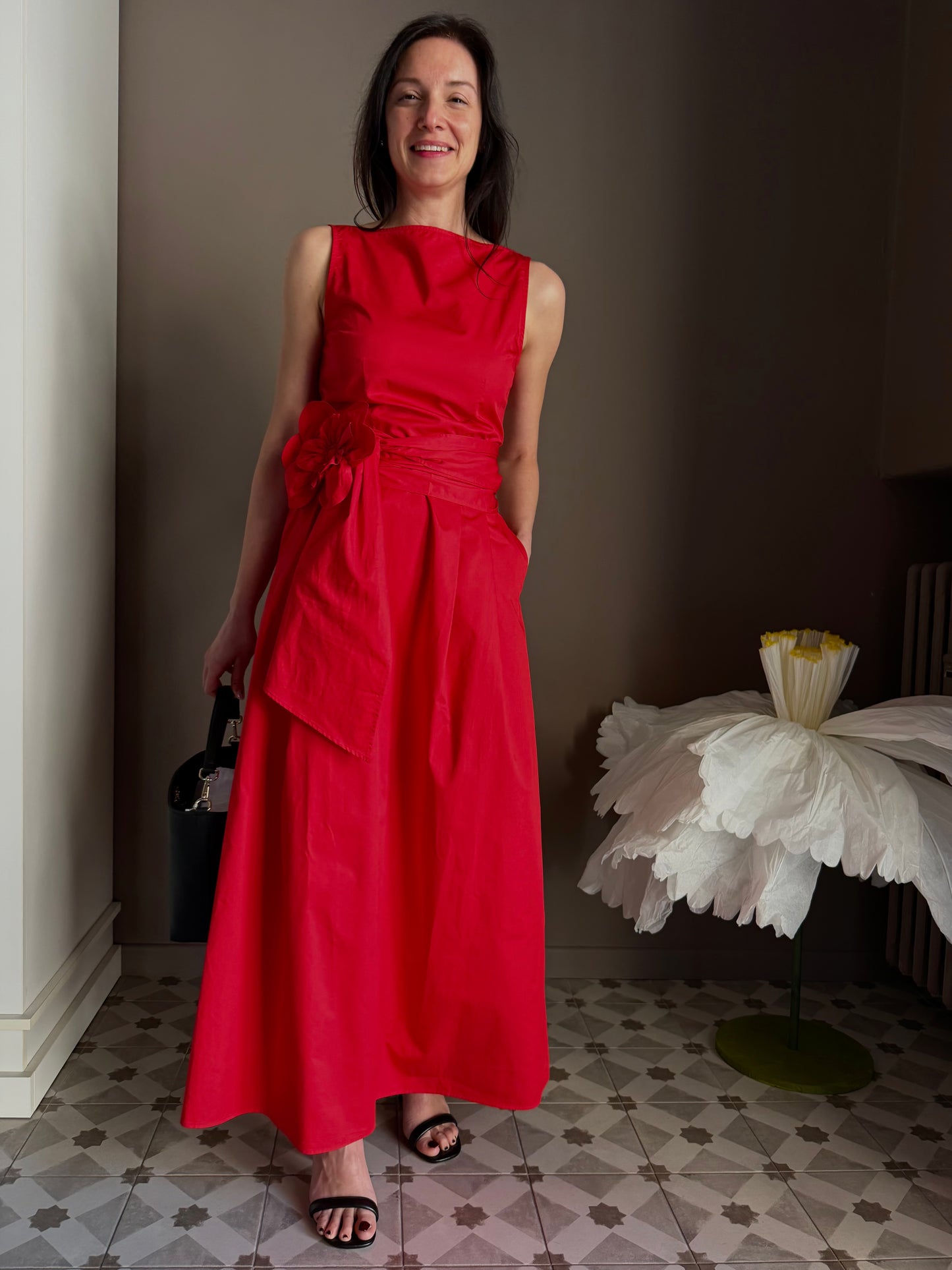 Abito Lungo Nenette in Cotone Rosso