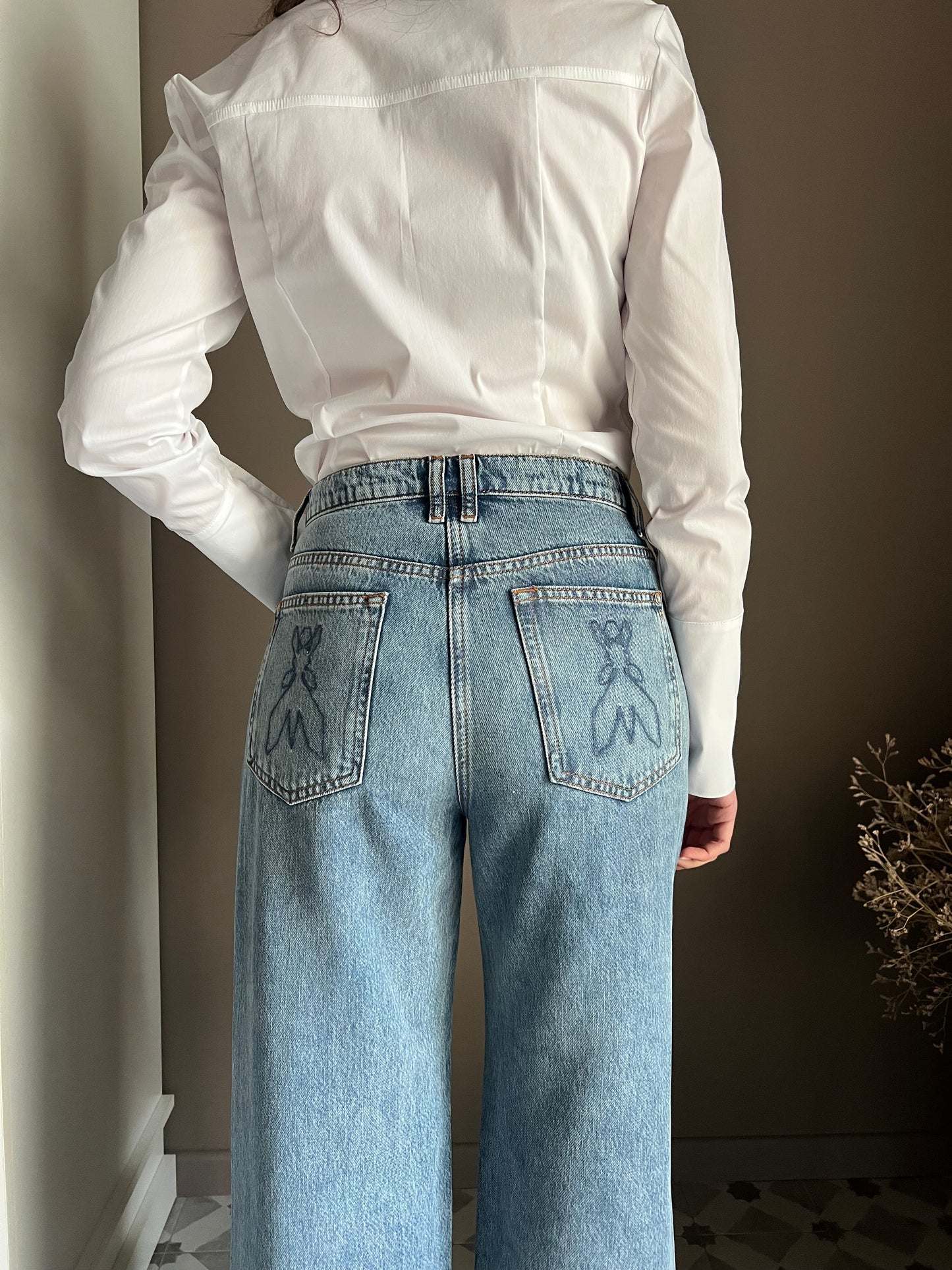 Pantalone denim wide-leg New Warm Blue Wash