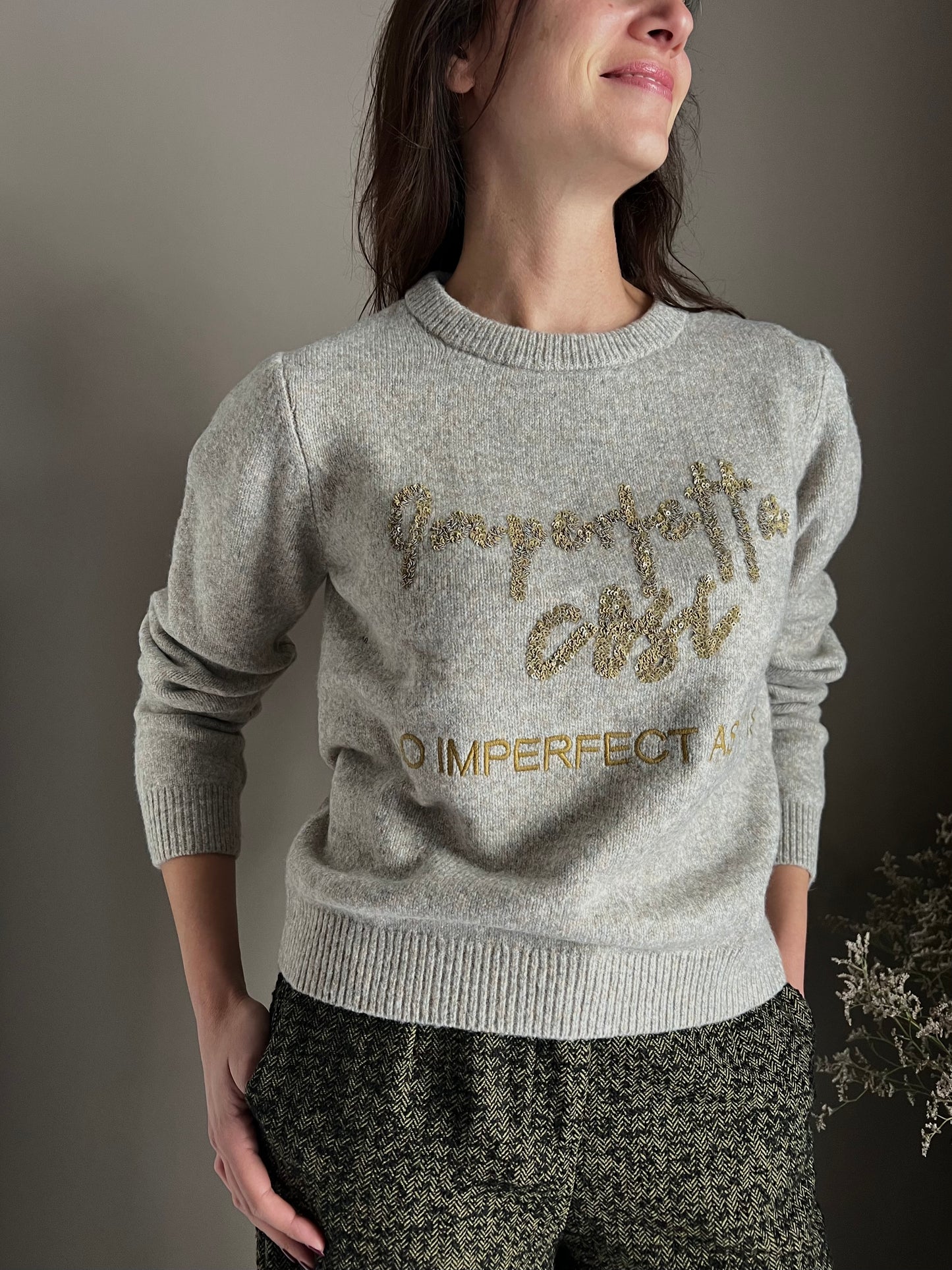 Maglia Mélange con scritta in paillettes