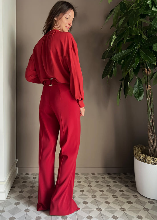 Pantalone in crepe fluido velvet red