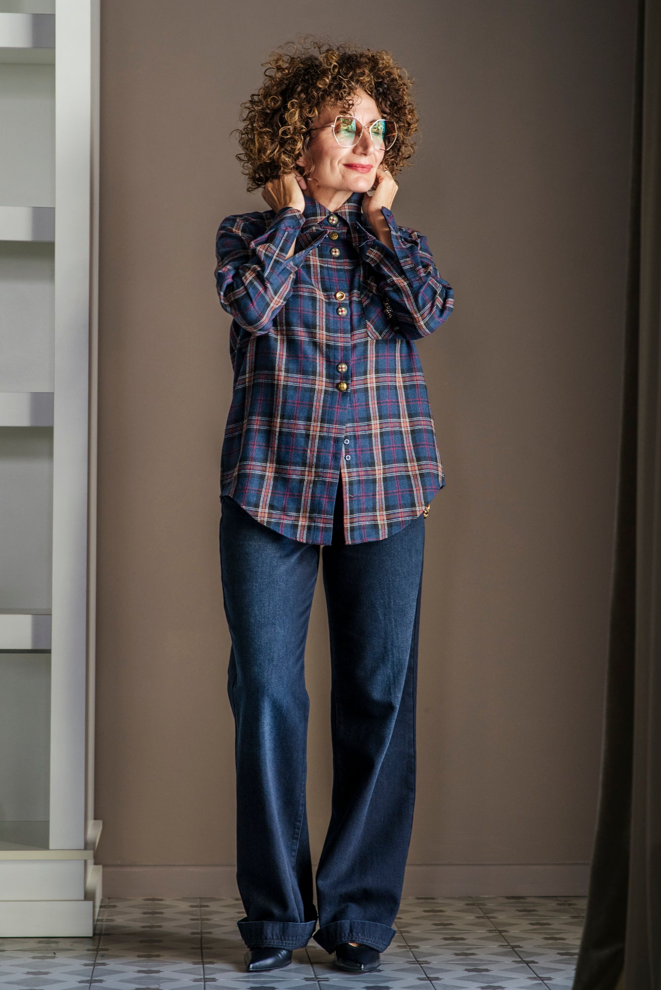 Camicia in flanella tartan blu