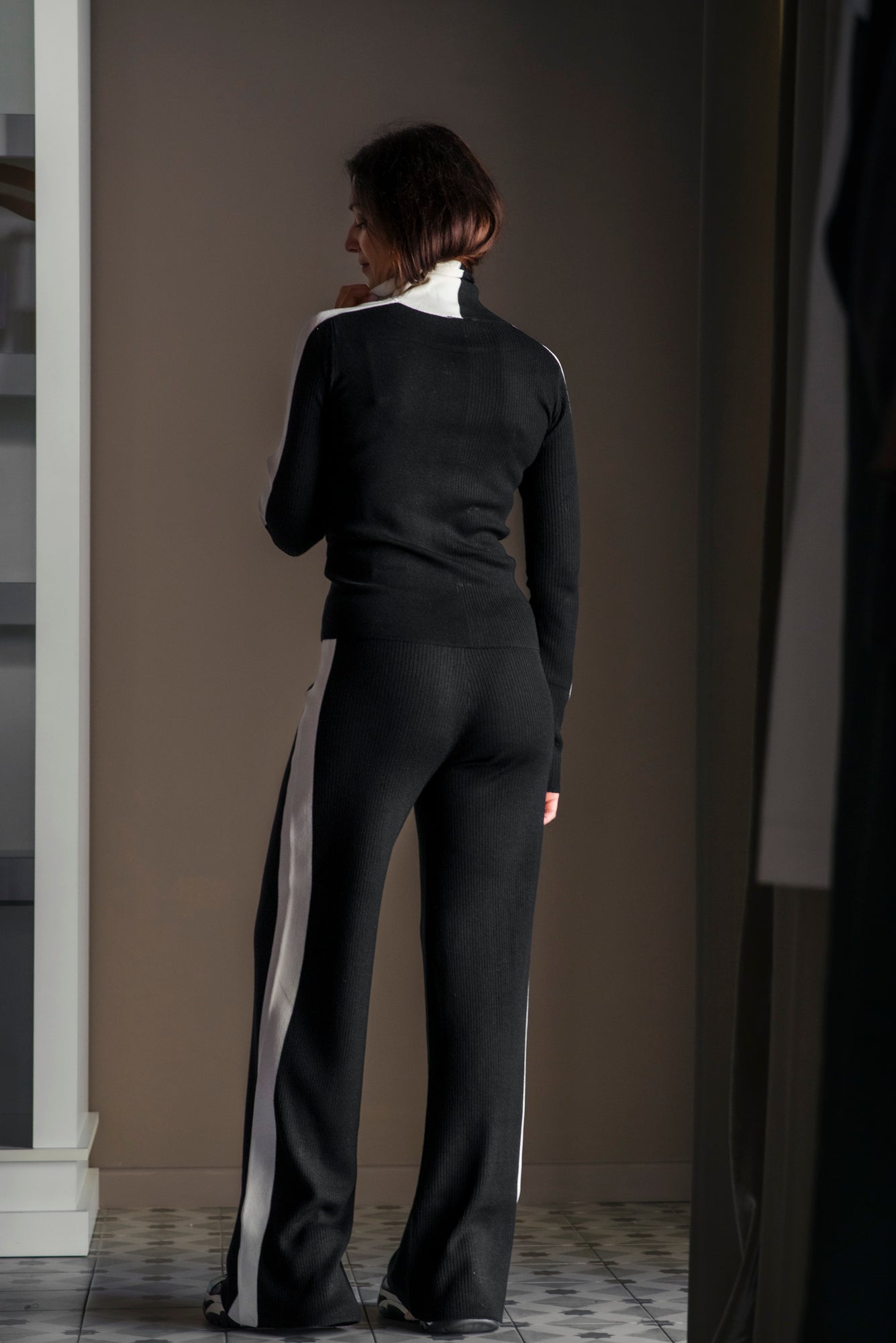 Pantalone Fly in Maglia Misto Lana Bi-Texture