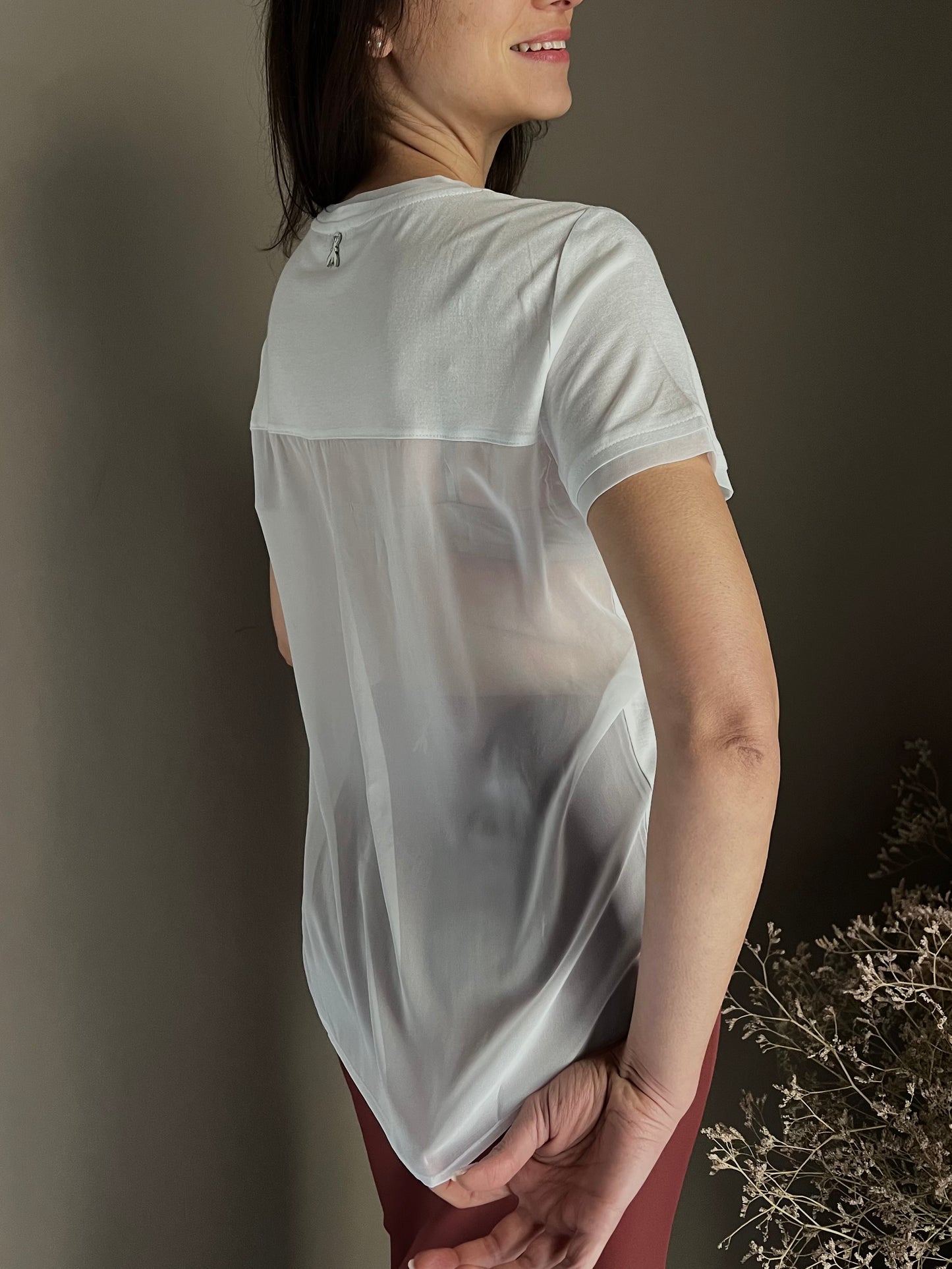Blusa con trasparenza in viscosa