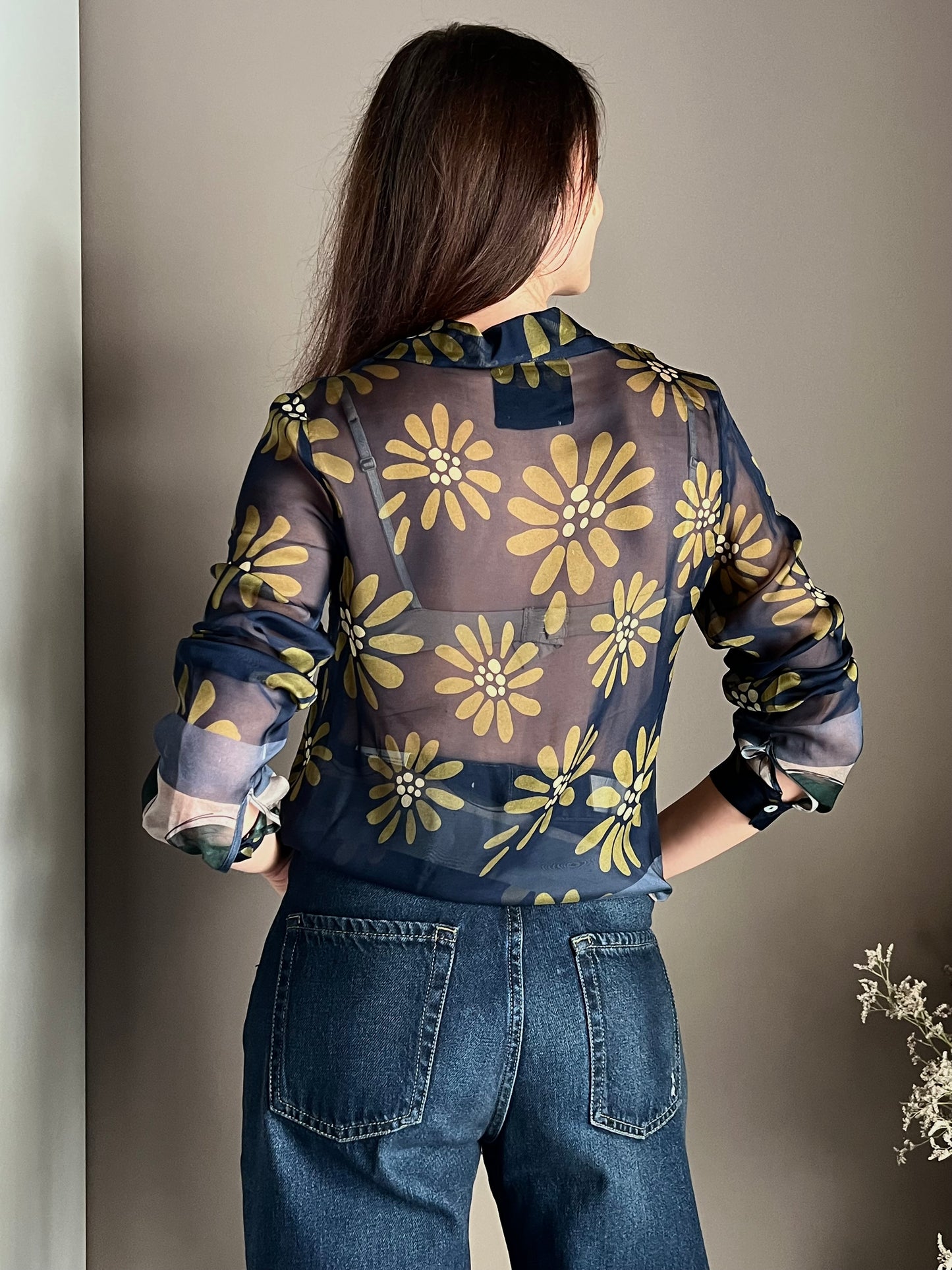 Camicia in fantasia floreale in seta e viscosa