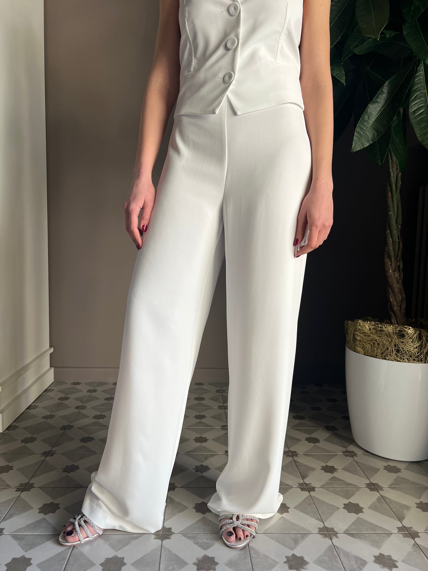 Pantaloni dritti in crepe