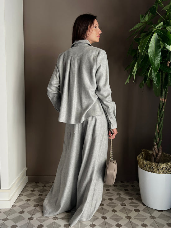 Camicia in flanella grigio perla