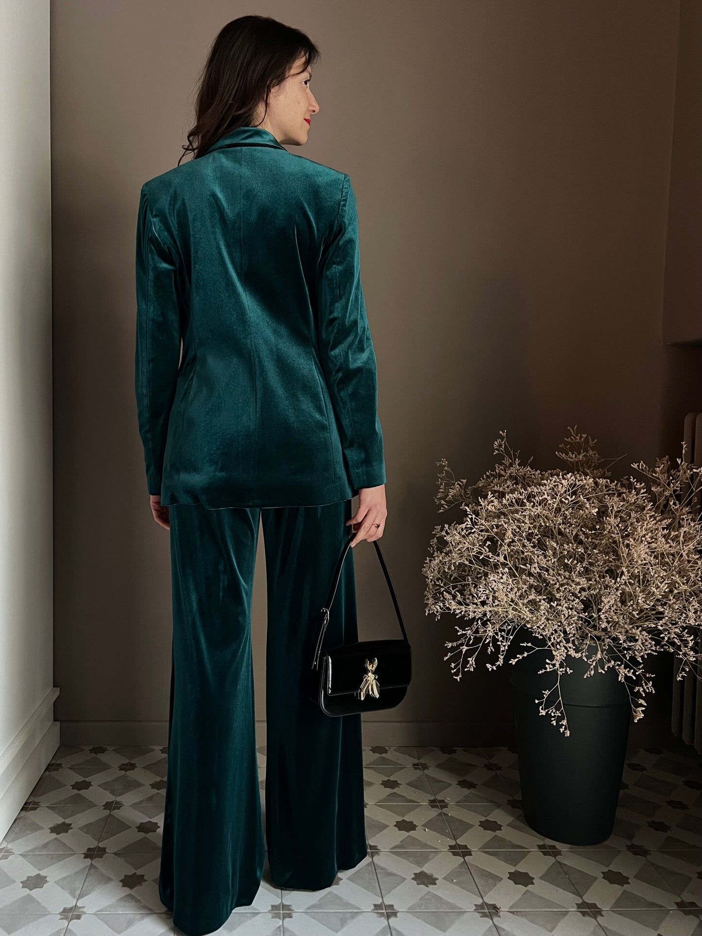 Giacca in velluto Gree con rever a contrasto