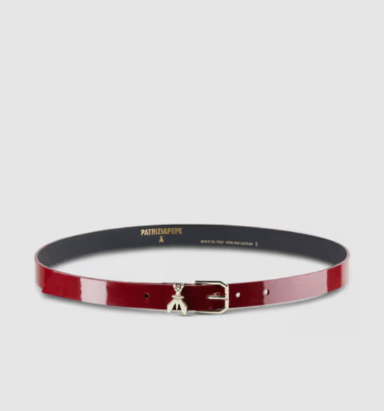 Cintura vita bassa in vernice Glossy Red