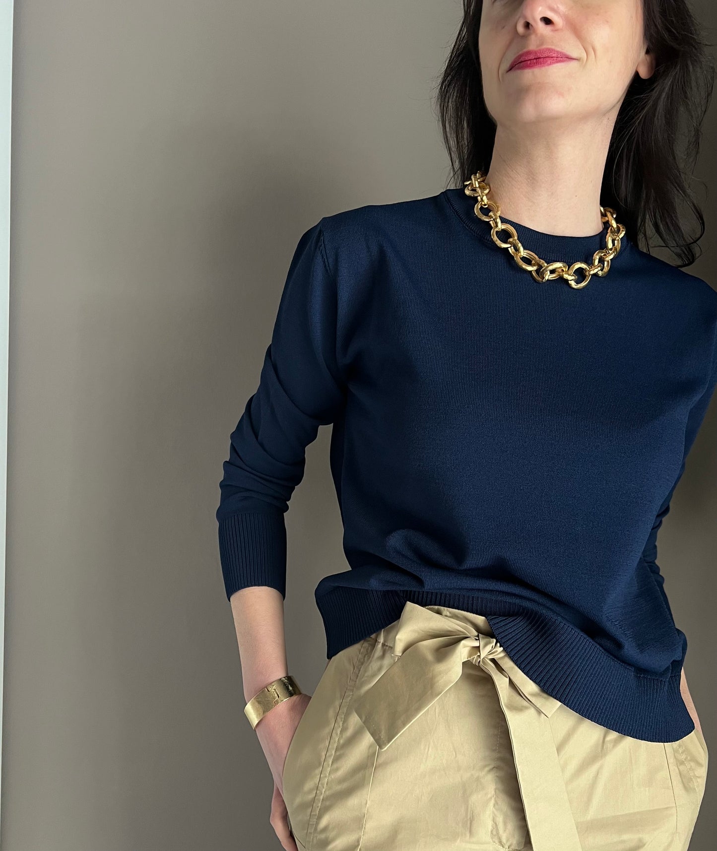 Maglia in viscosa manica lunga blu