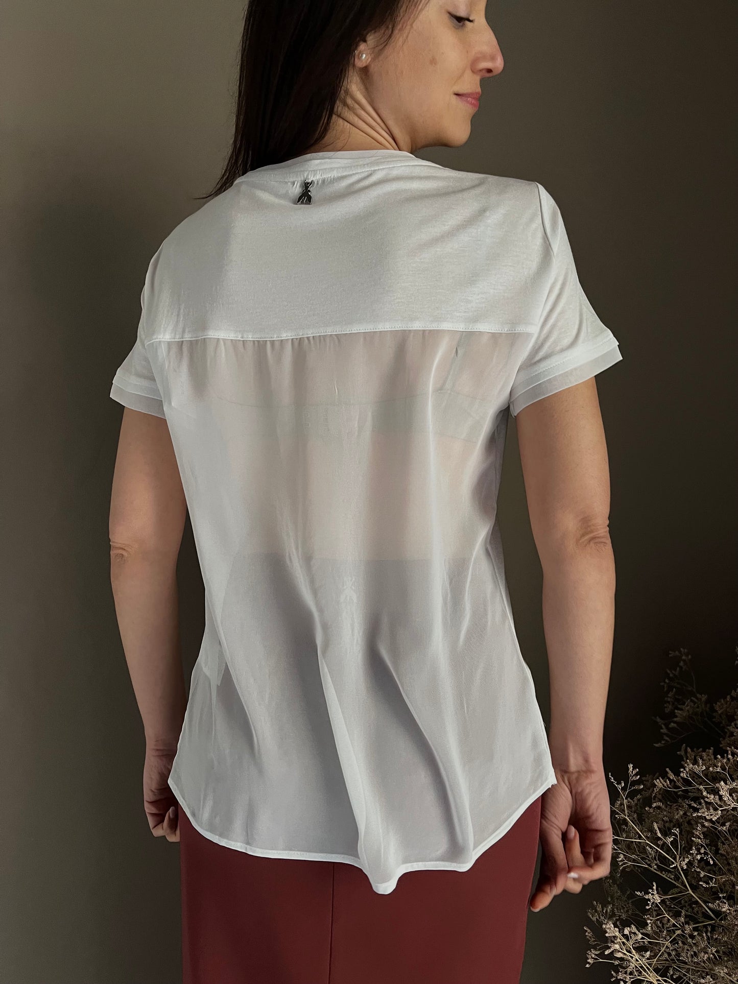Blusa con trasparenza in viscosa