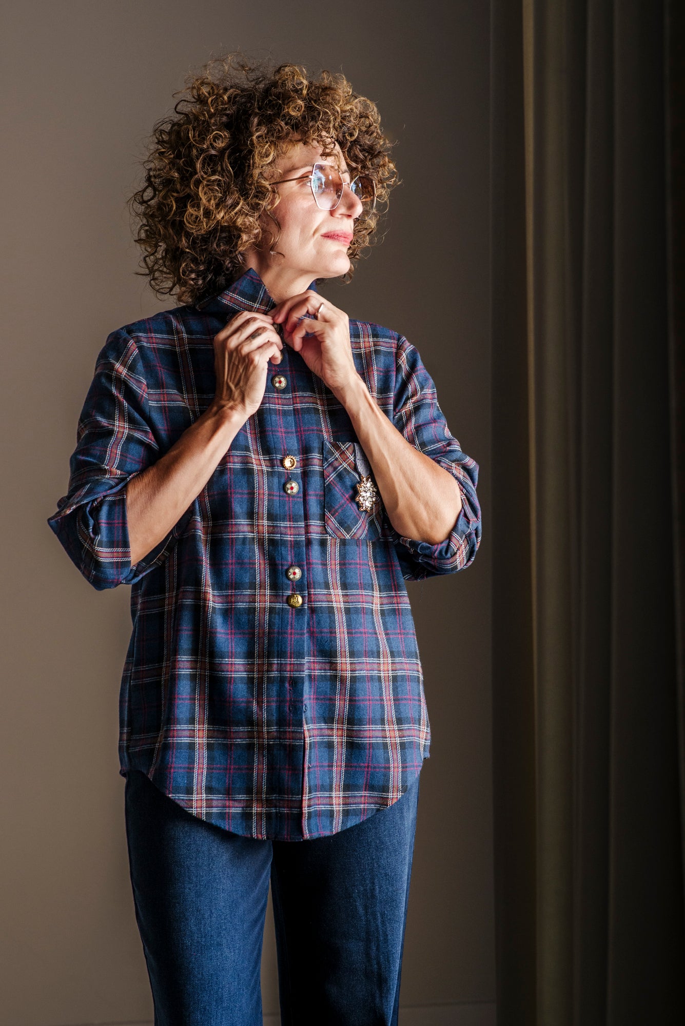 Camicia in flanella tartan blu
