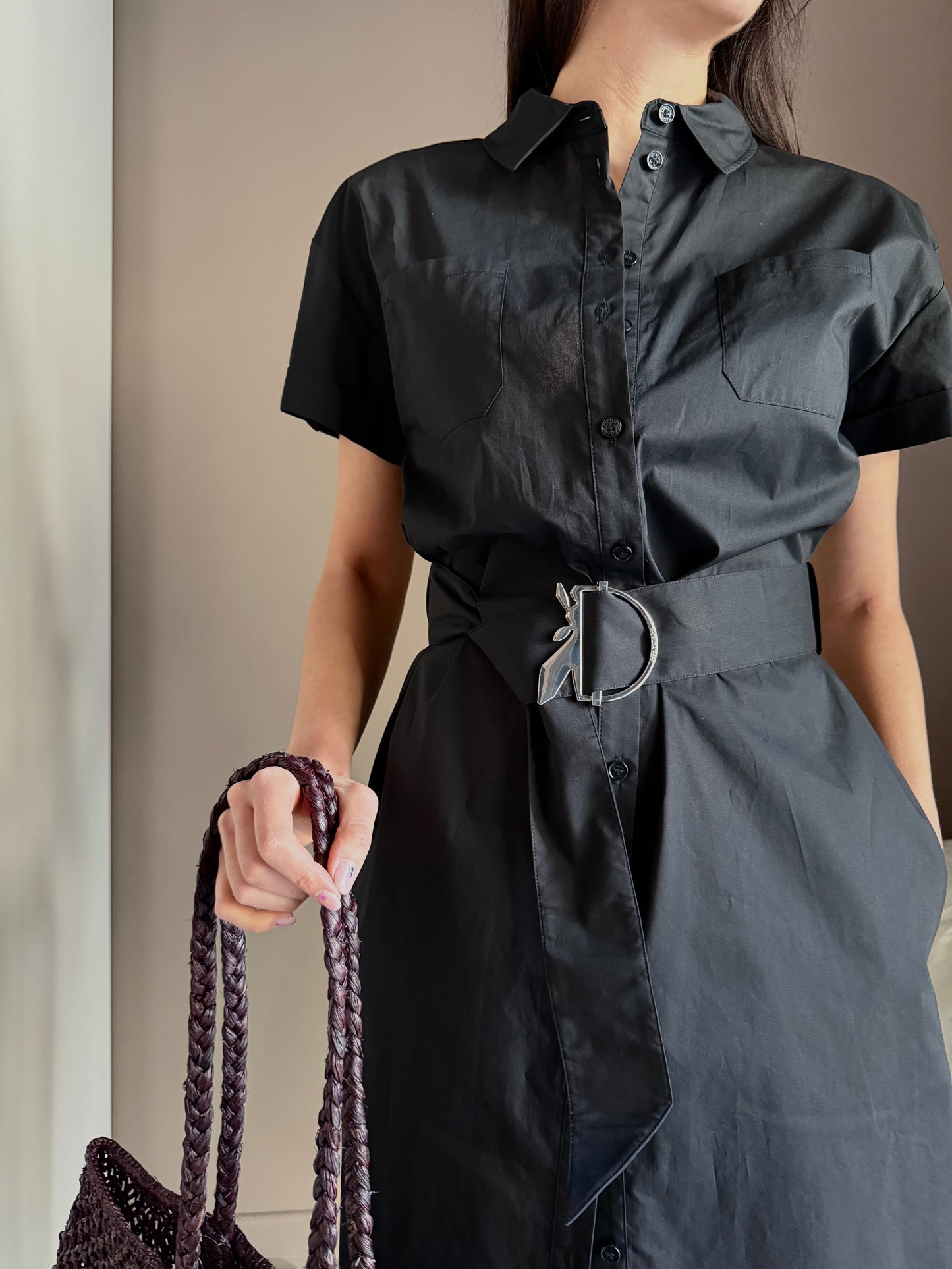 Chemisier in cotone nero