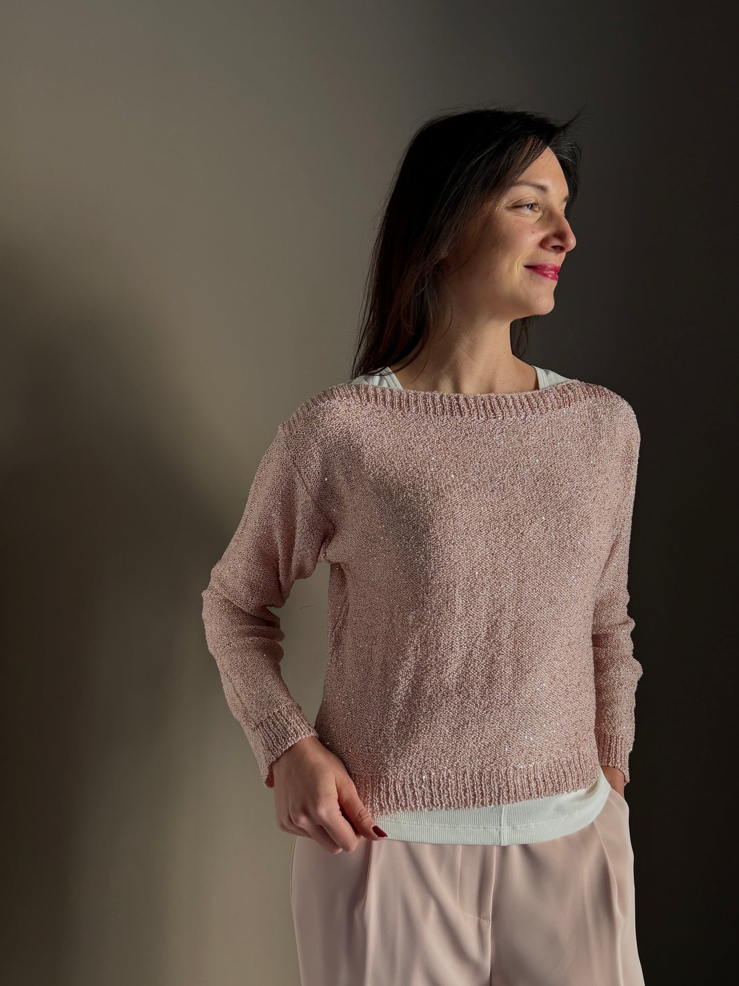 Maglia con micro paillettes