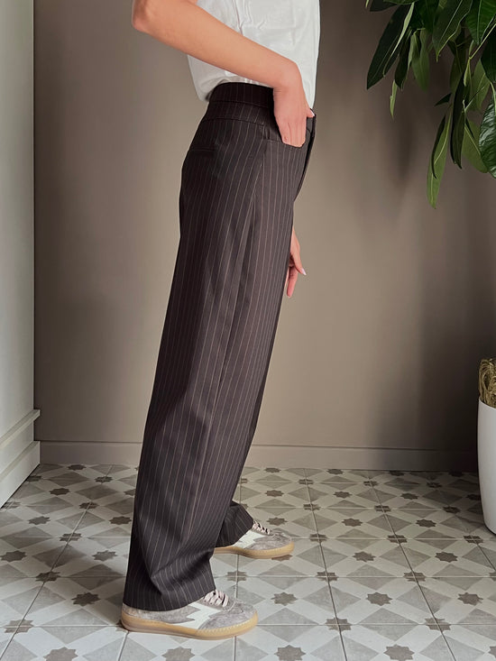 Pantalone maschile gessato fondente