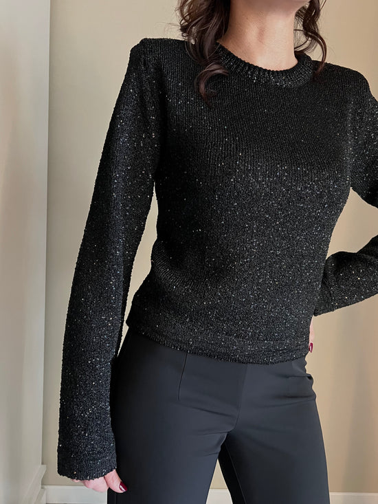 Maglia girocollo in viscosa di paillettes