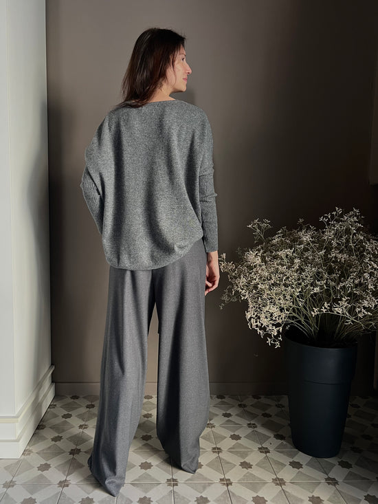 Pantaloni a palazzo con coulisse grigio
