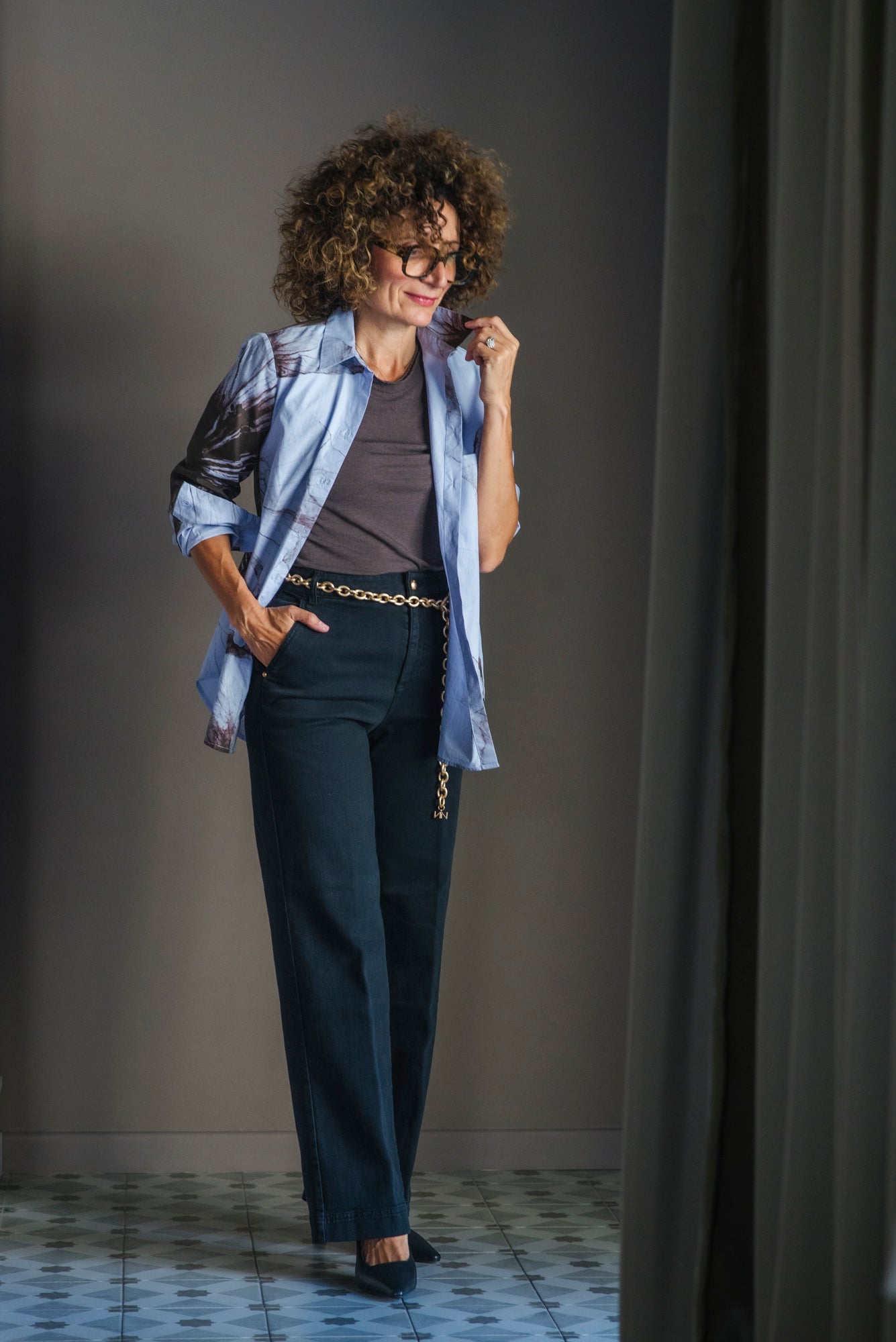 Camicia in cotone con stampa aerografo