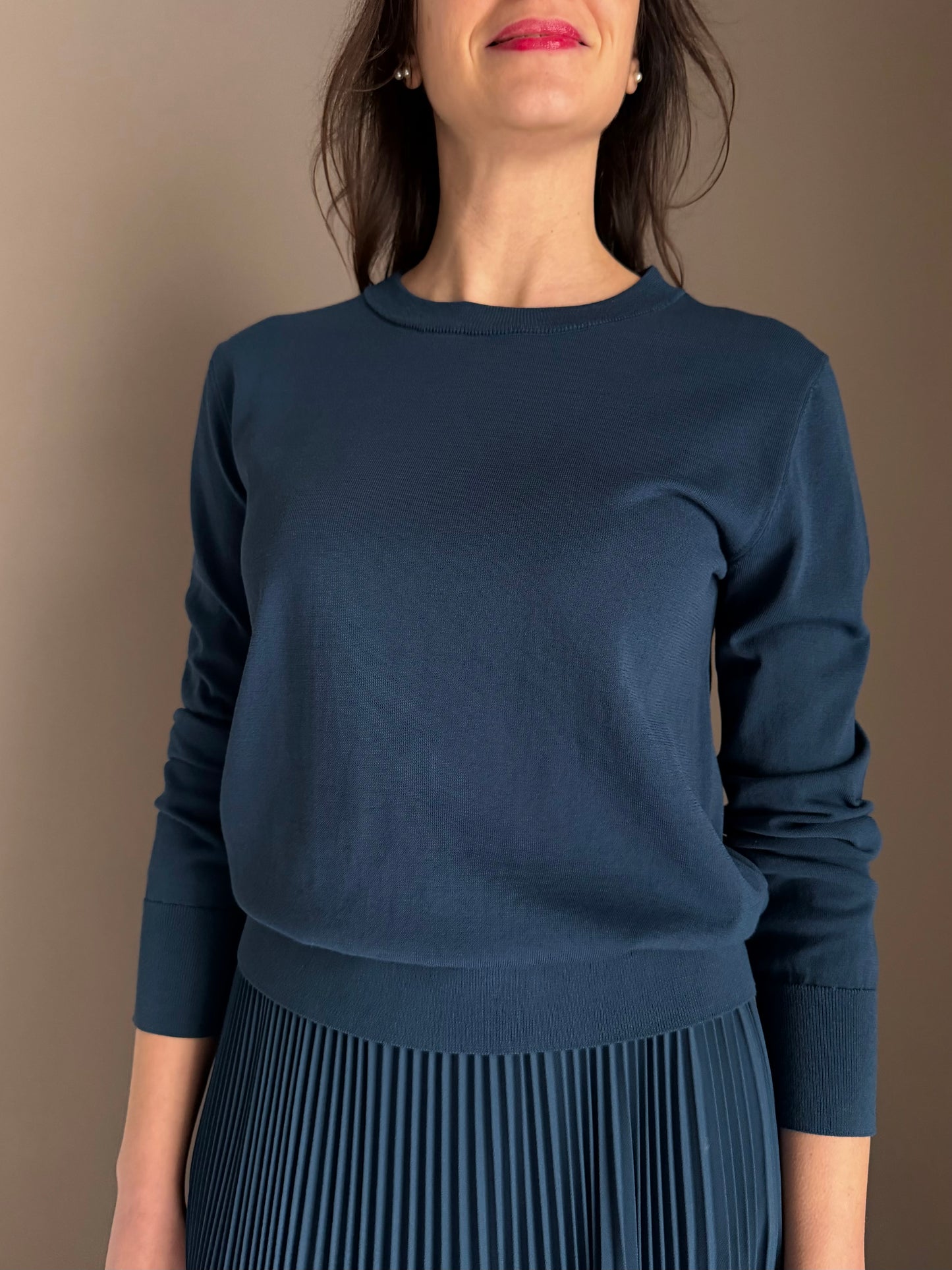 Maglia girocollo in cotone Lagon Blu