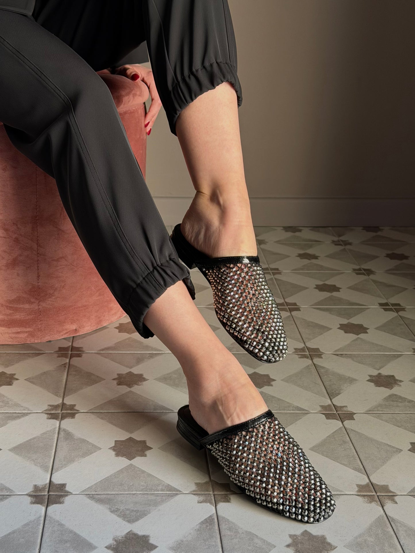 Mules flat in rete metallica