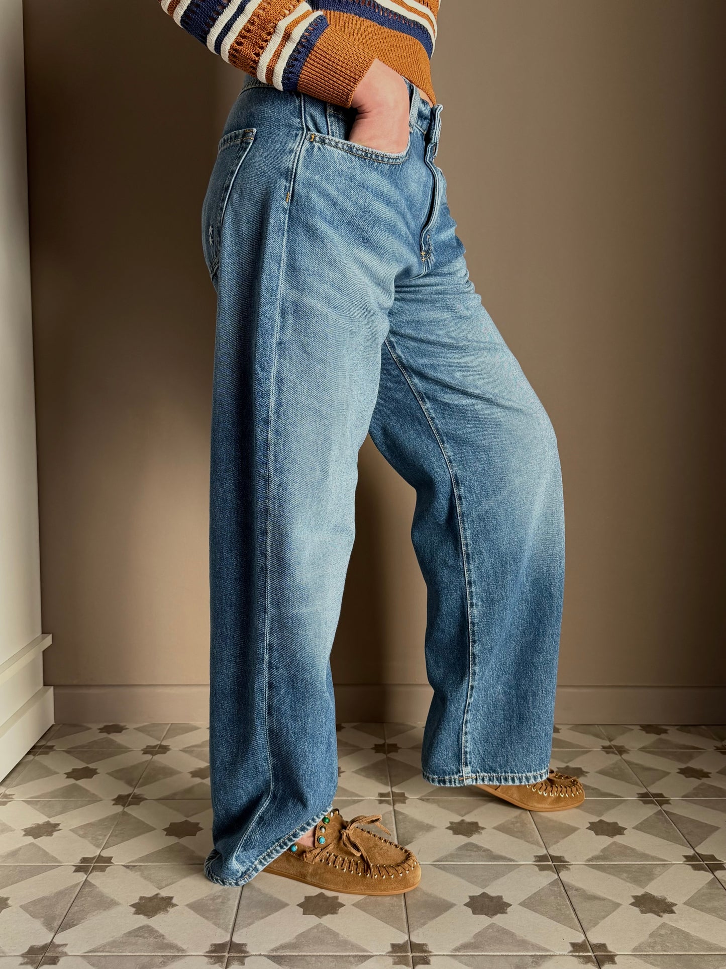 Pantalone Icon Denim modello Bea blu medio