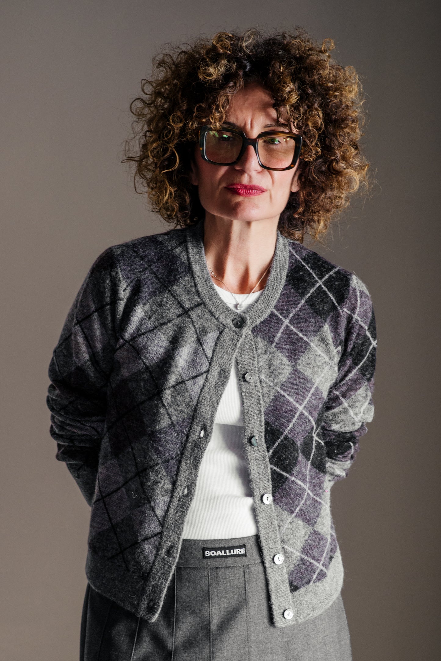 Cardigan Argyle grigio Alessia Santi