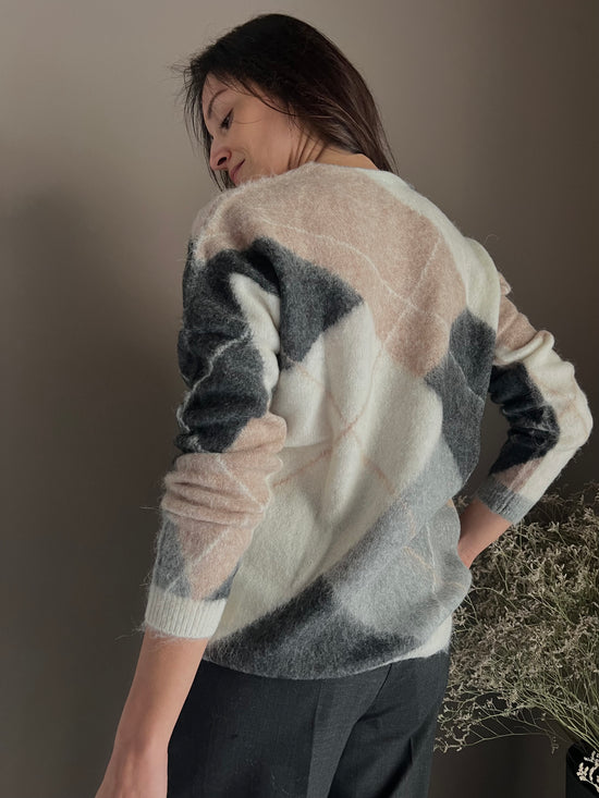 Maglia a Losanghe in misto lana e alpaca