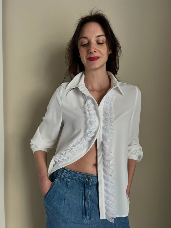 Camicia in georgette con rouches