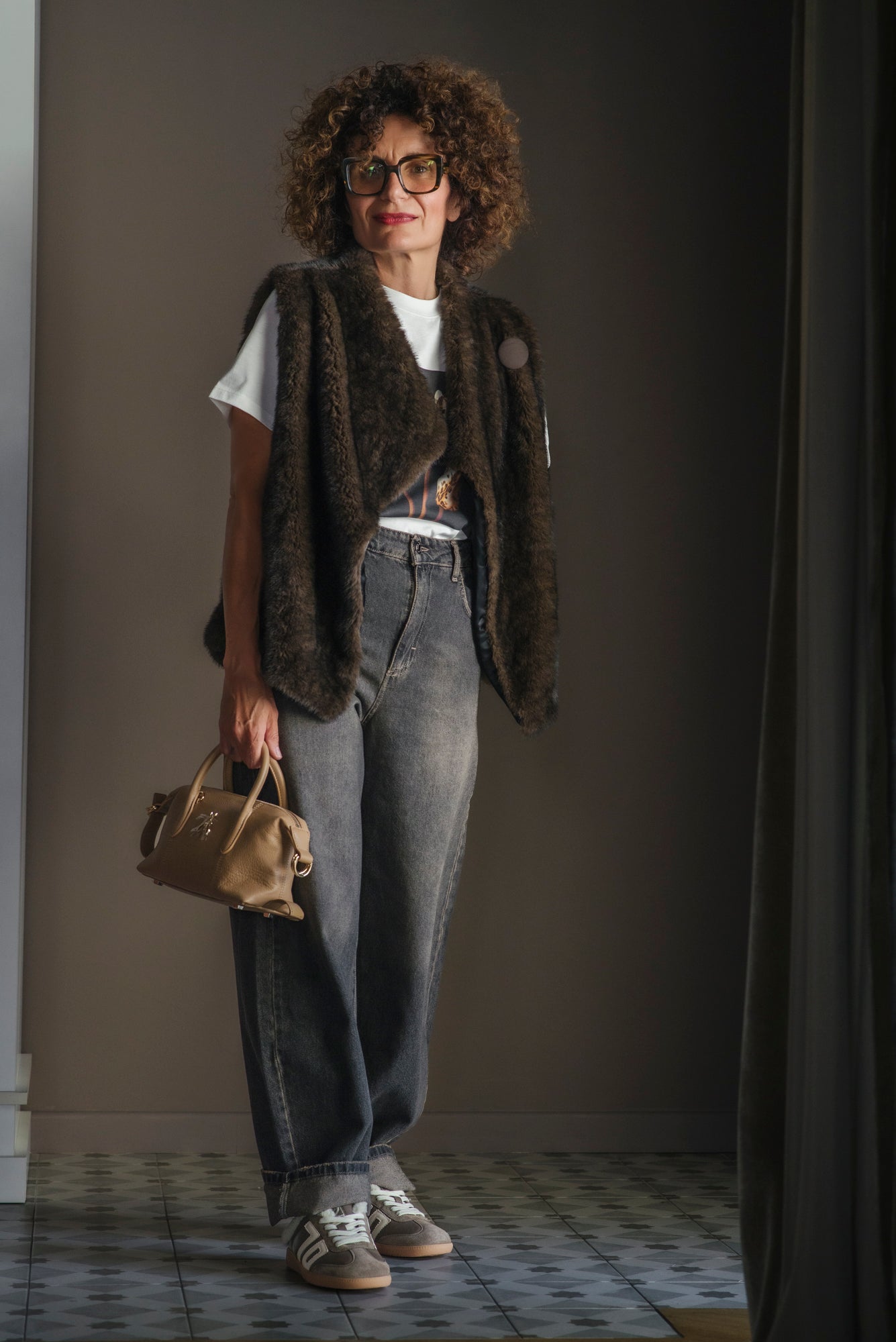Gilet in ecopelliccia moro