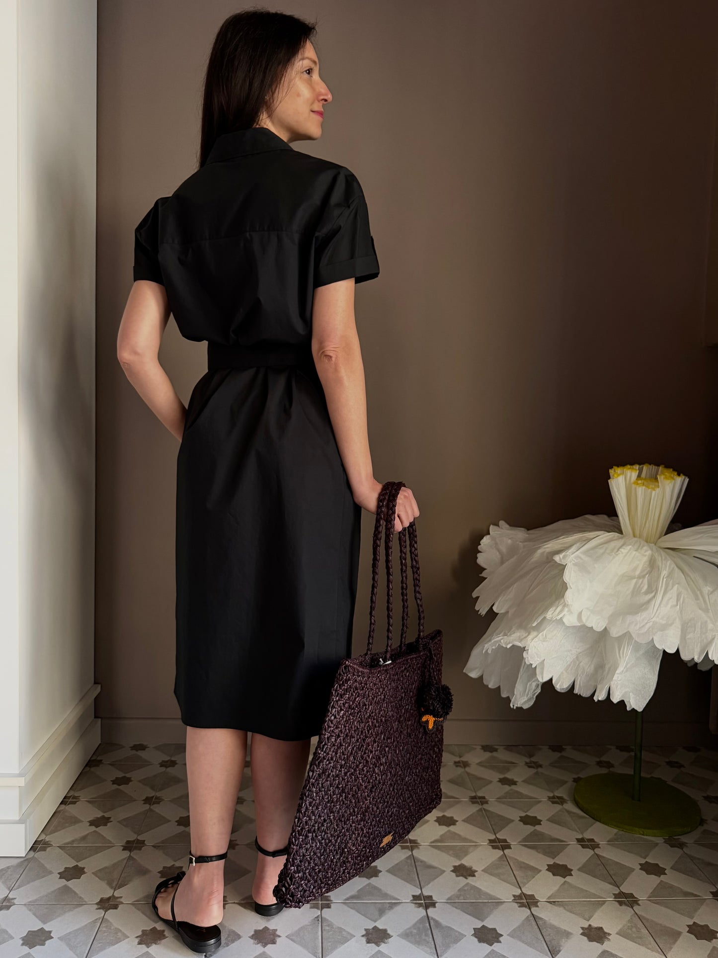 Chemisier in cotone nero