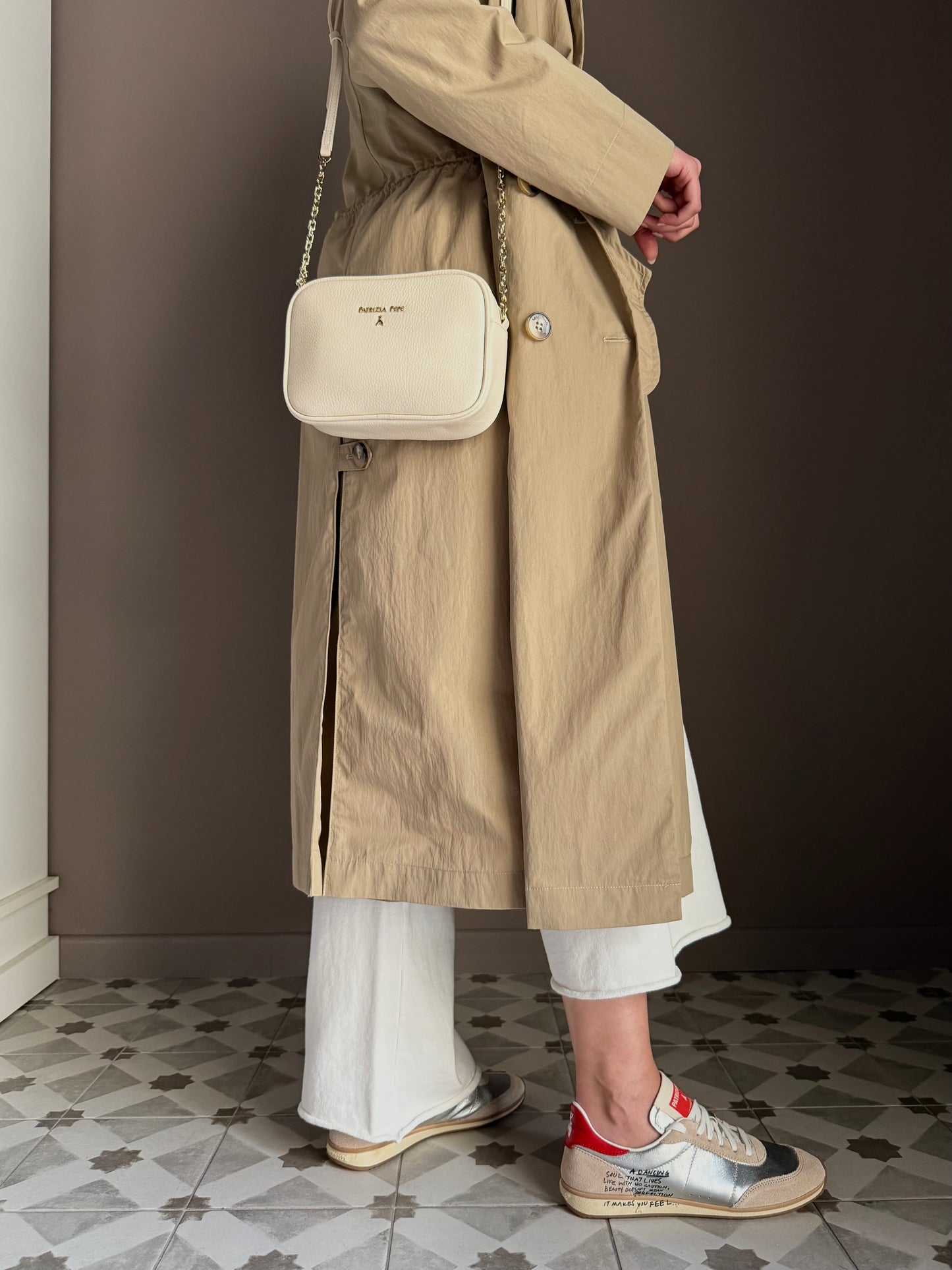 Borsa camera case in pelle wooly White