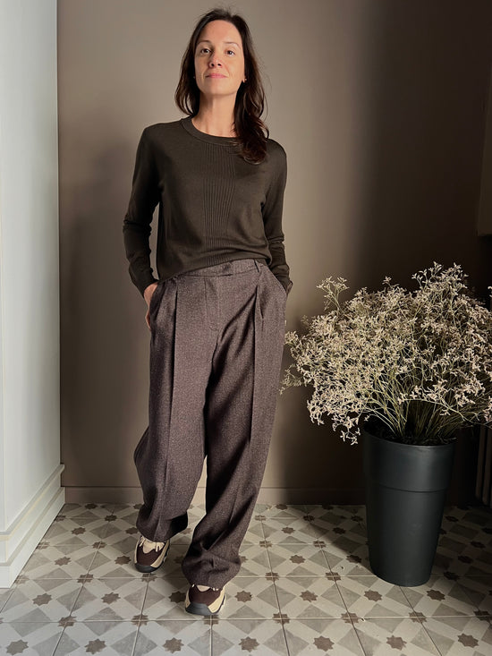 Maglia girocollo Patrizia Pepe in lana chocolate