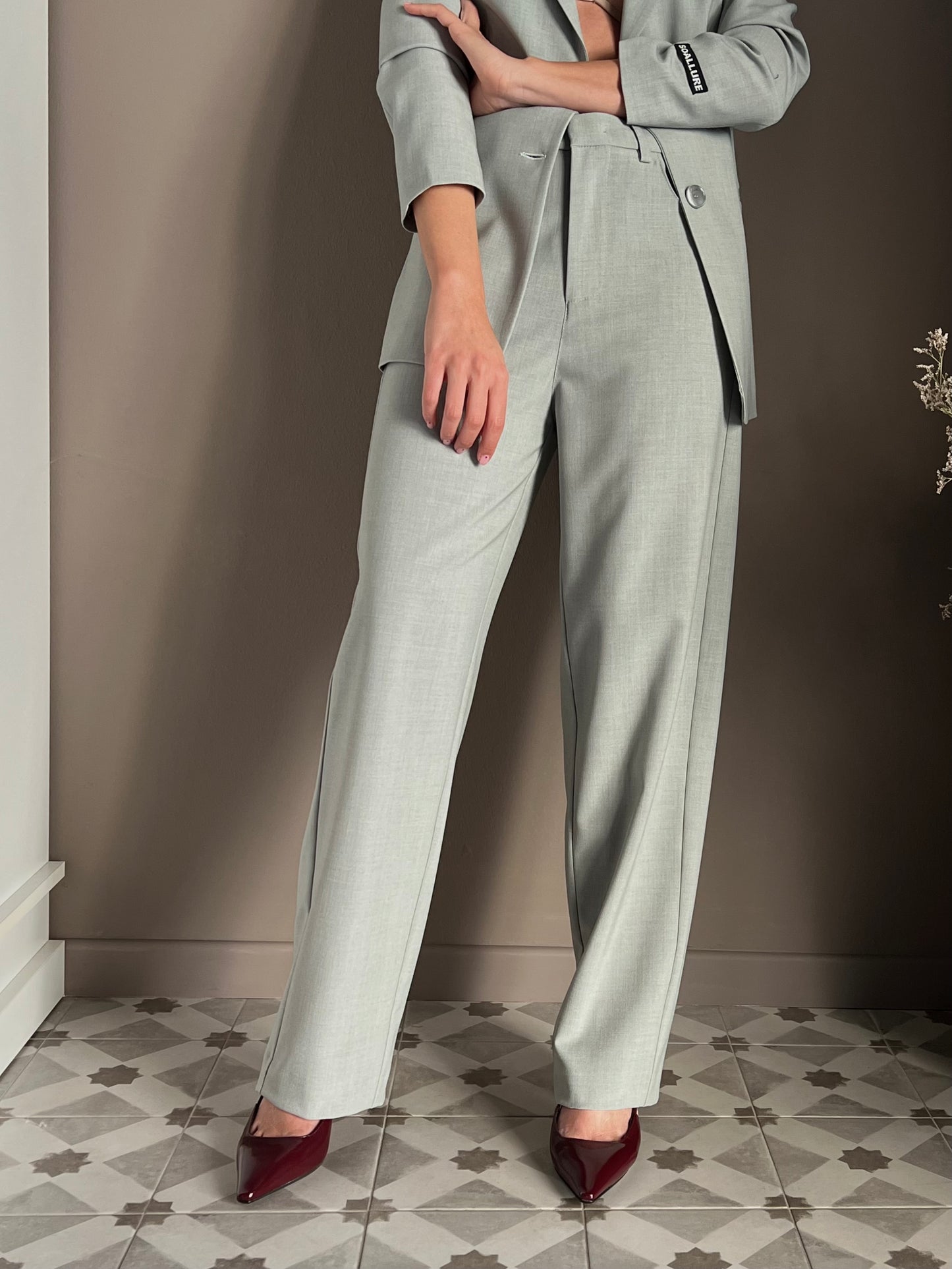 Pantalone morbido salvia