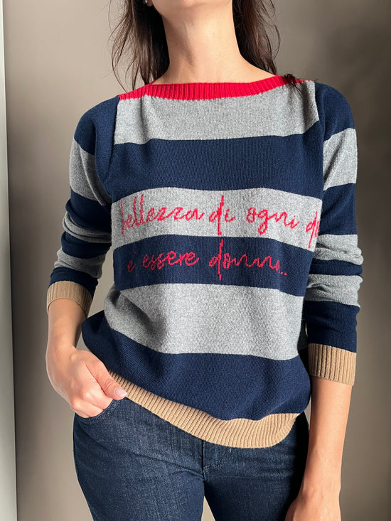 Maglioncino a righe in lana e cashmere