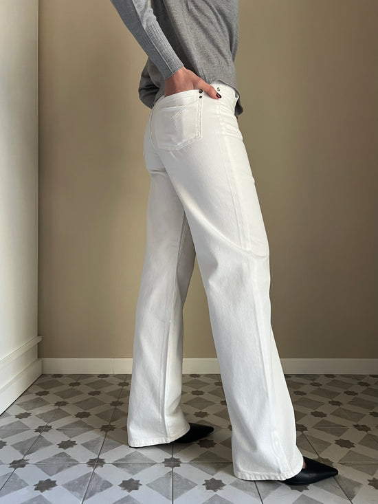 Pantalone denim dritto bianco