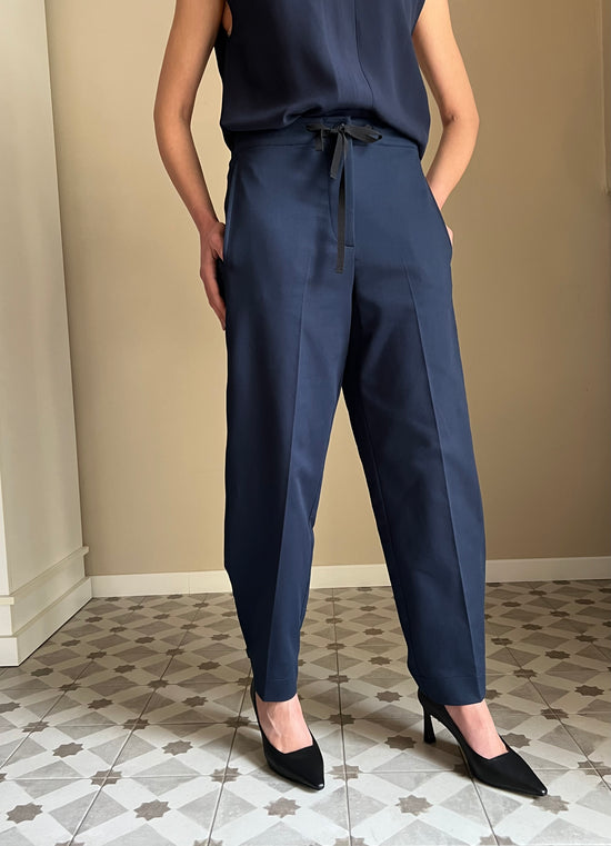 Pantalone in gabardine di cotone blu