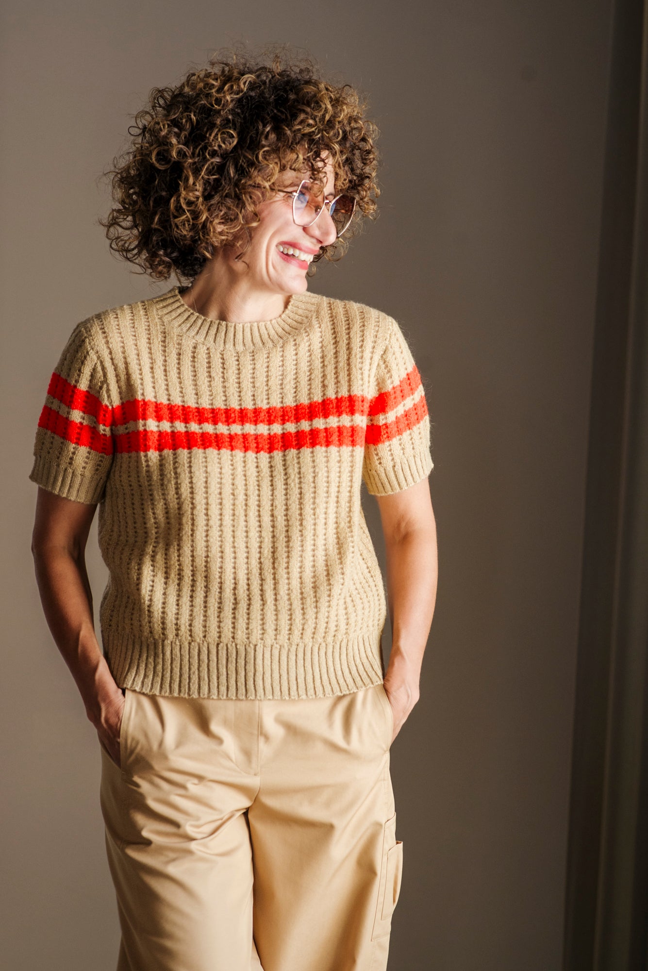 Maglia a coste beige Orange