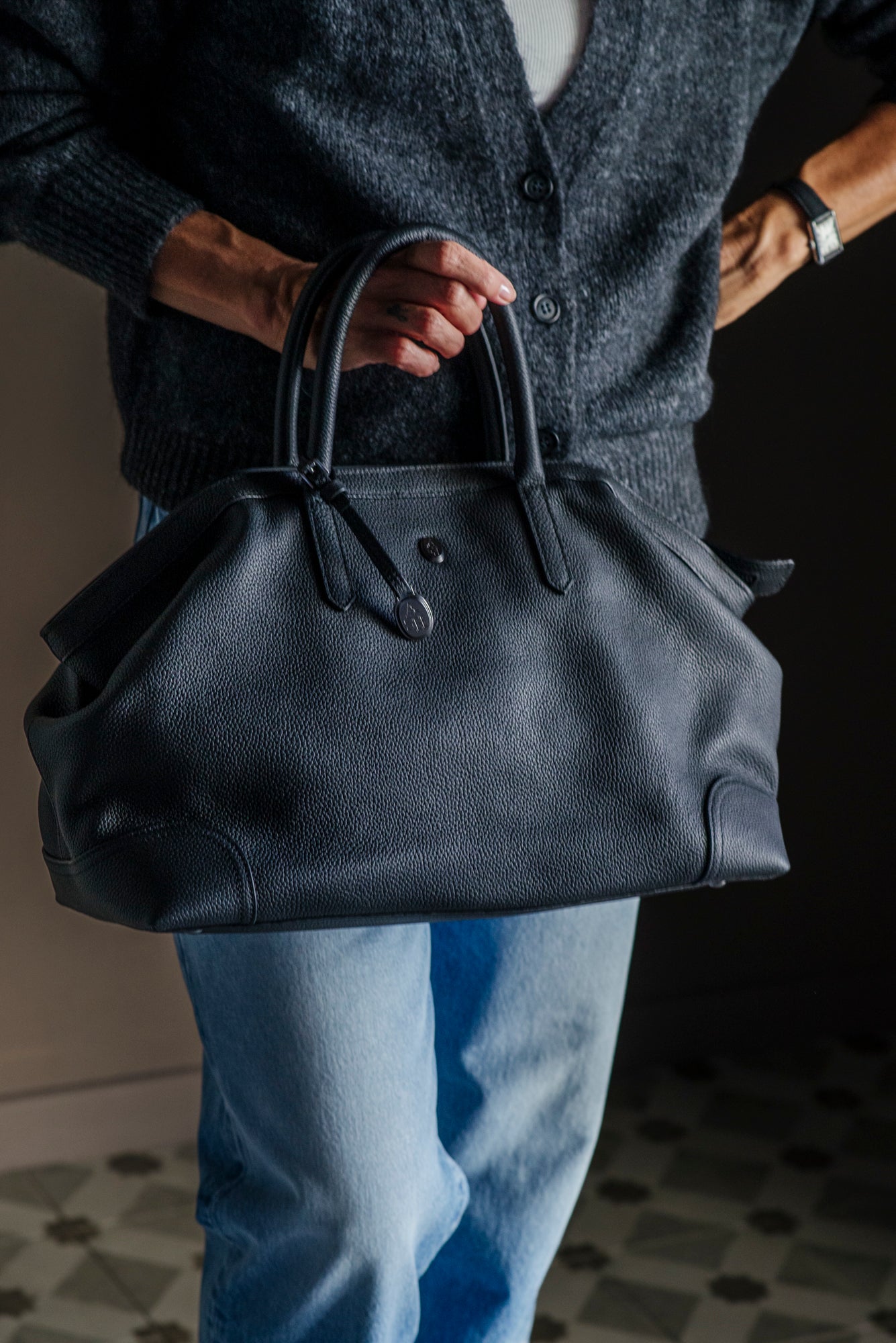 Borsa in pelle Martellata – Ash