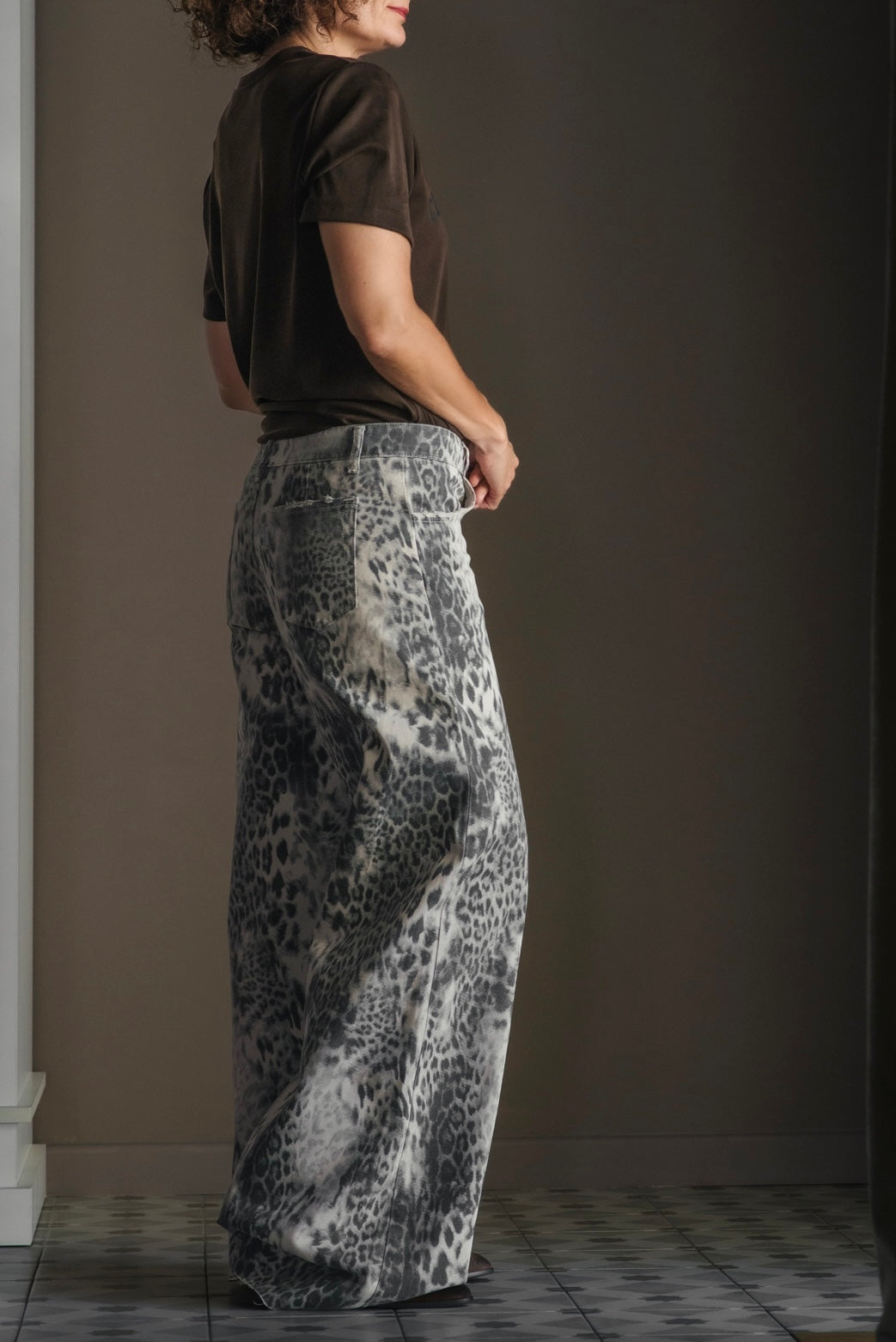 Pantalone denim stampa Leo