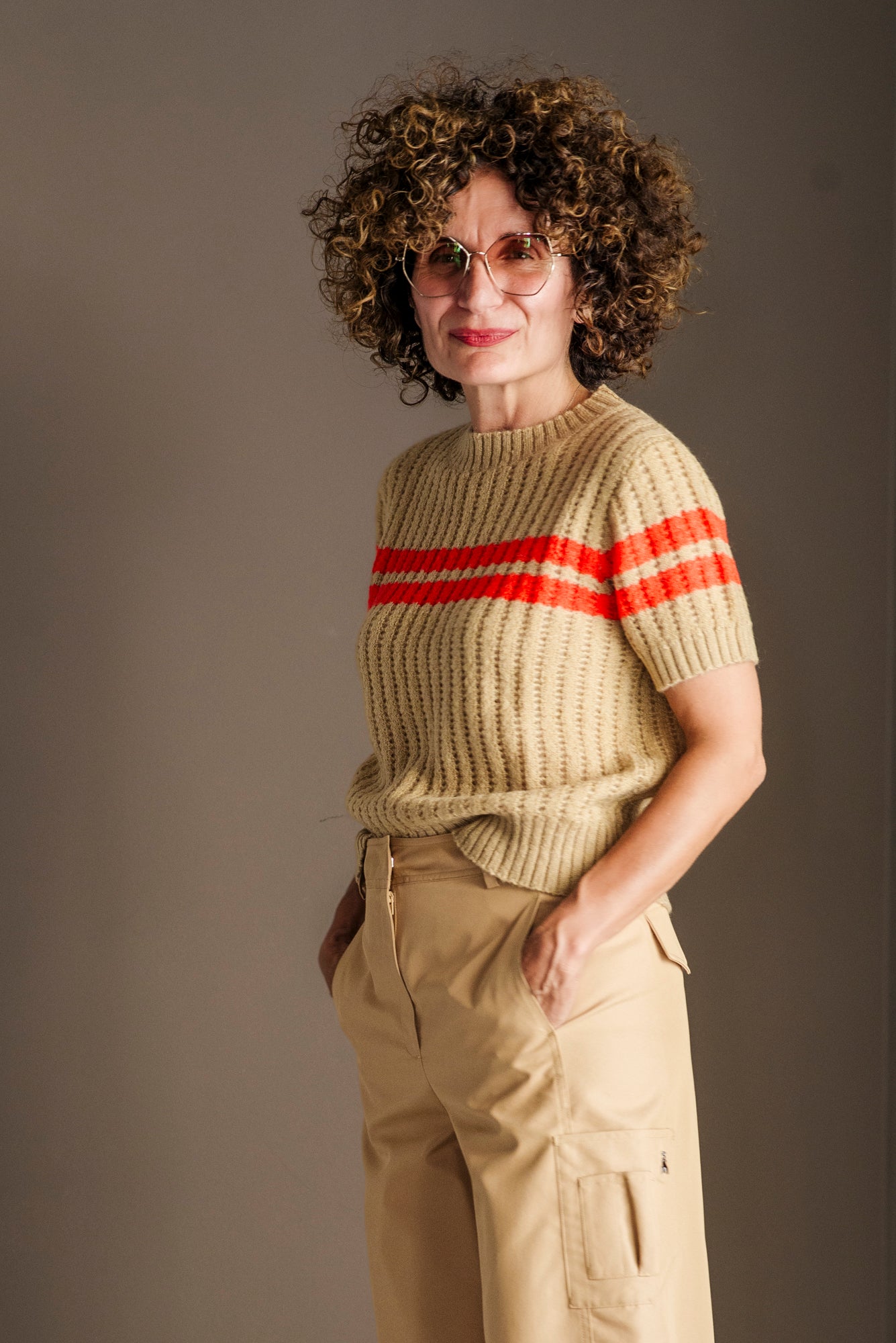 Maglia a coste beige Orange