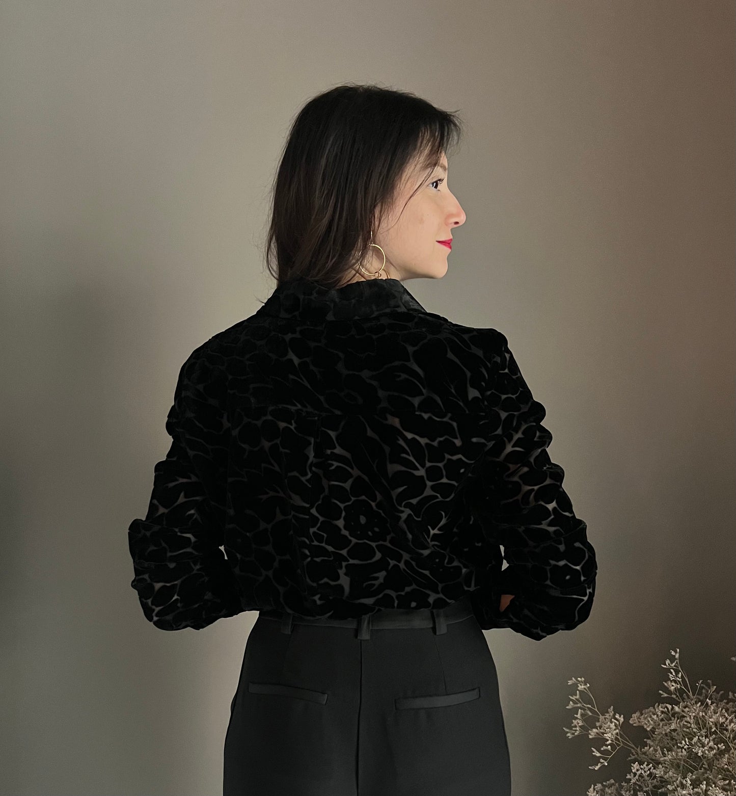 Camicia a body in velluto flocking